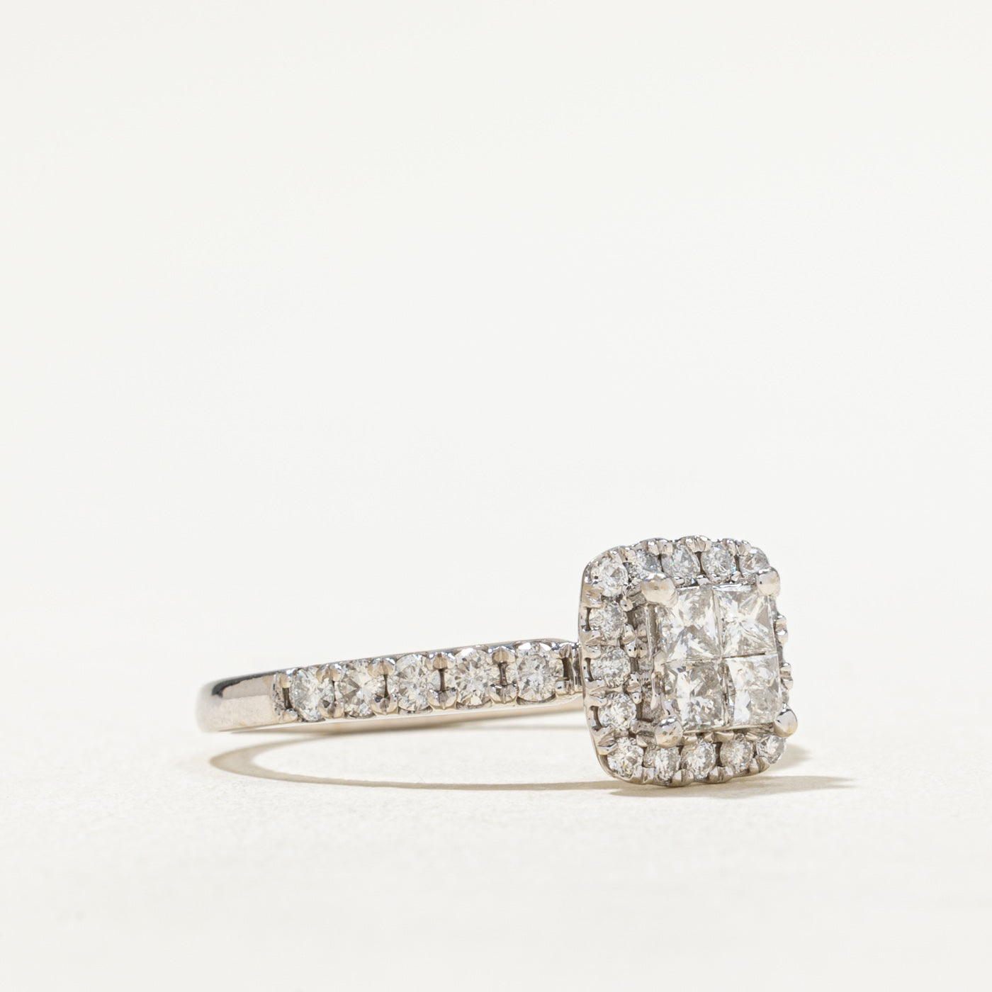 0.92ctw Princess Cut Diamond Halo Engagement Ring - Size 9.25 | Elegant Wedding Band, Anniversary Gift for Her | Perfect for Proposals, Bridal Jewelry & Special Occasions