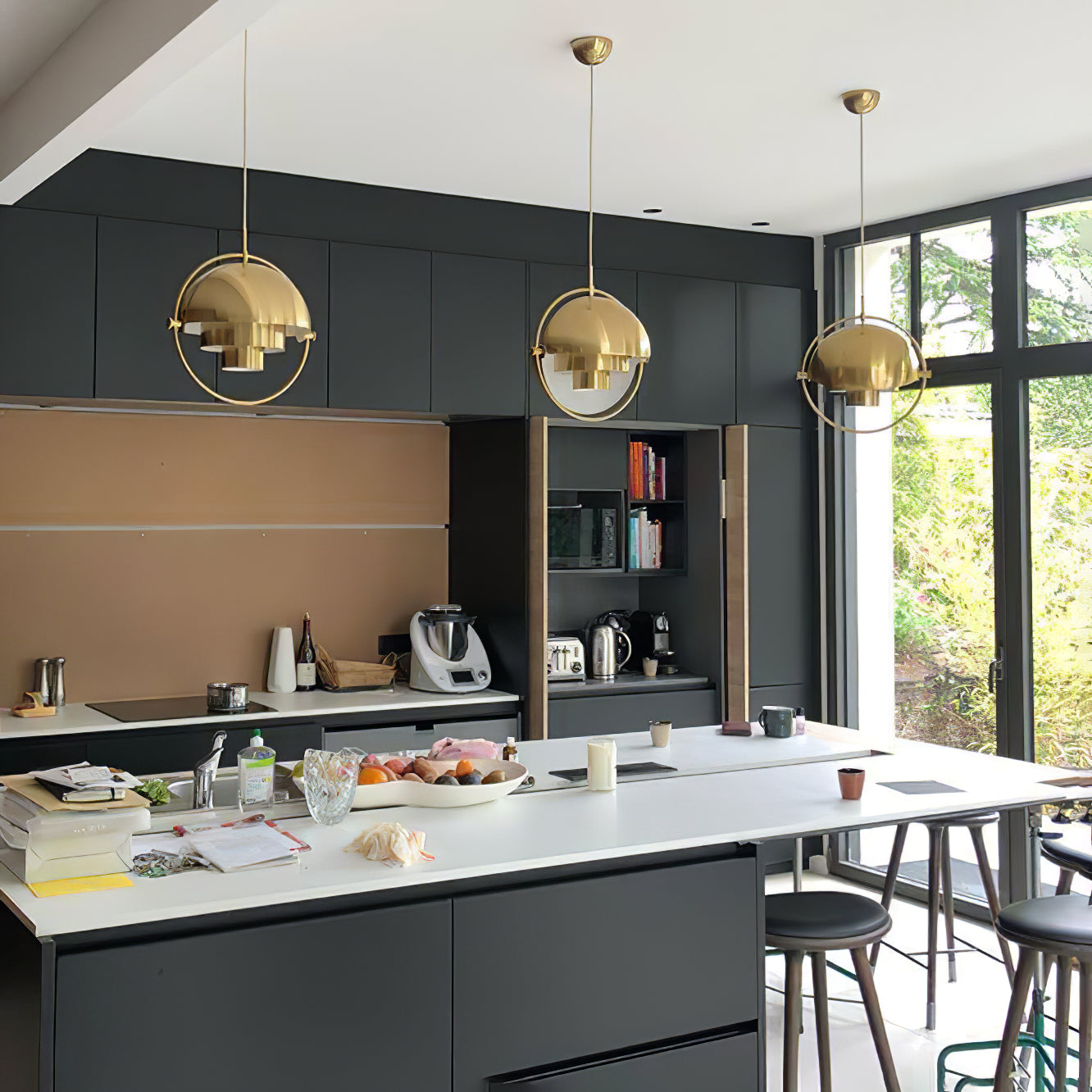 Modern Deformed Ball Pendant Light - Unique Geometric Glass Ceiling Lamp for Living Room, Dining Room, Bedroom & Kitchen Decor