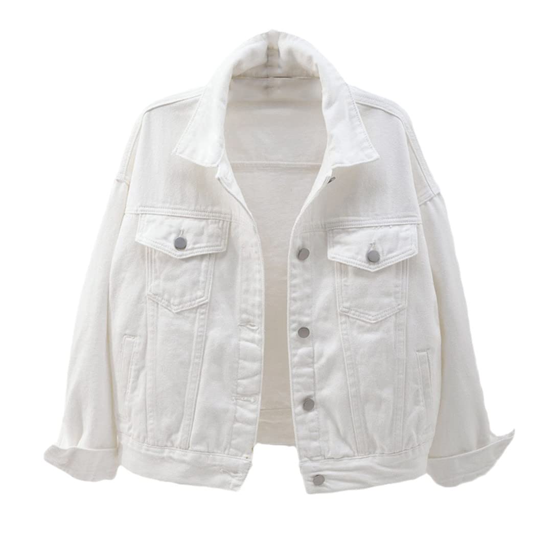 Women's Black Denim Jacket - Loose Fit Short Jean Jacket for Autumn | Casual Outerwear Coat for Women | Perfect for Fall Layering, Weekend Outings & Street Style Fashion