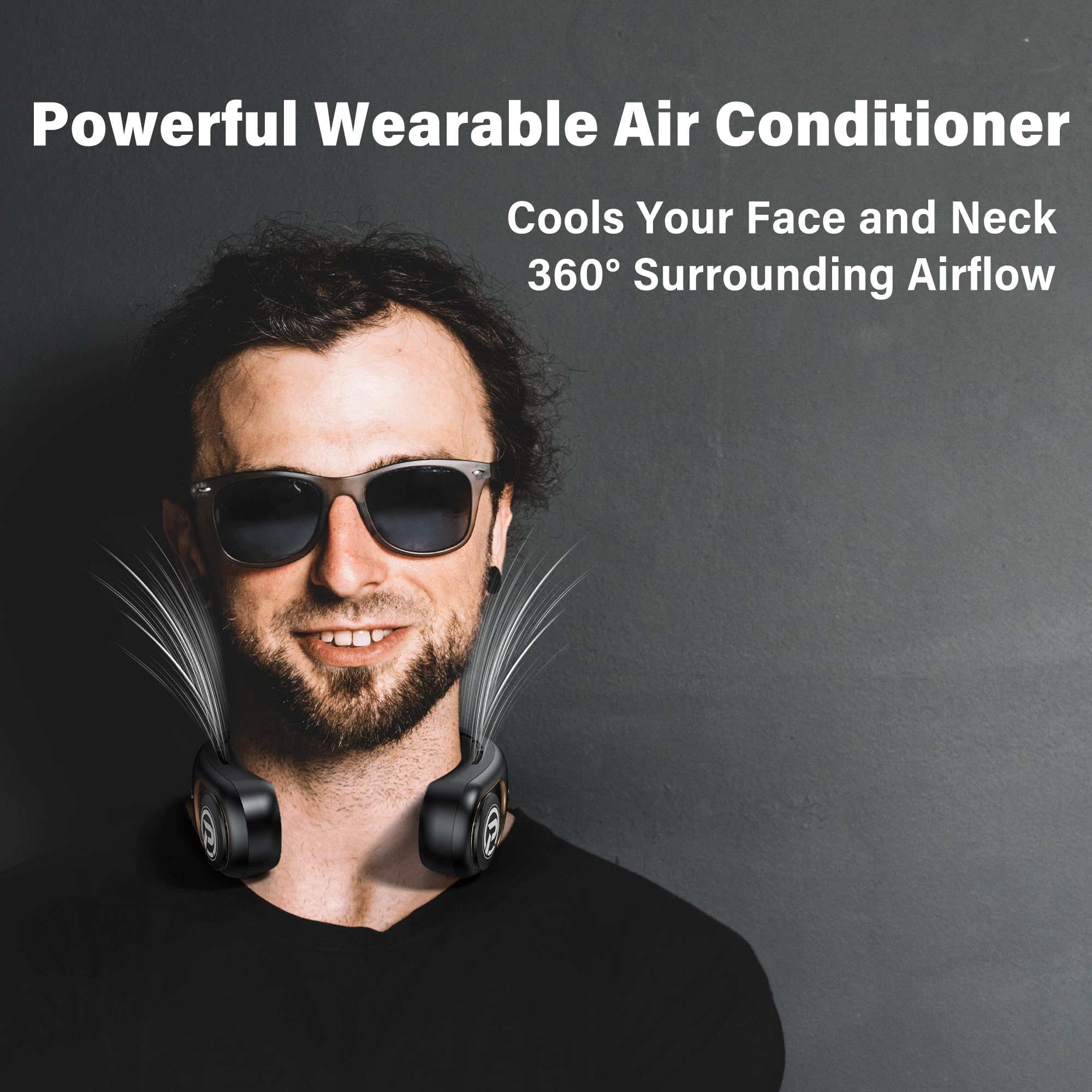 3-Speed Portable Neck Air Conditioner Fan - 5000mAh Rechargeable Battery, Hands-Free Bladeless Personal Cooling Fan for Outdoor, Travel, Work & Home Use - Perfect Gift for Summer Activities