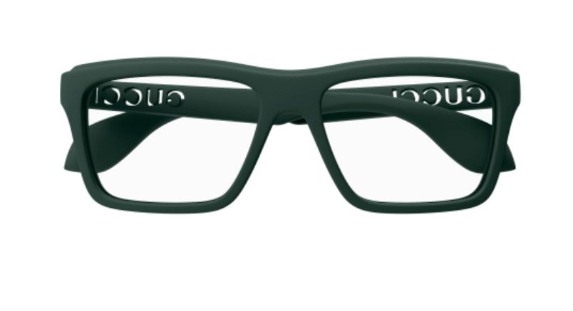 Gucci GG1573O 003 Green Square Men's Eyeglasses - Classic Designer Frames for Men, UV Protection & Lightweight Comfort - Perfect for Work, Driving & Everyday Fashion