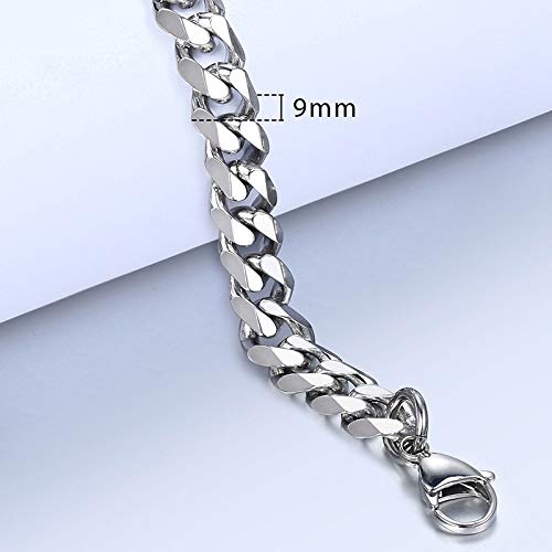 Trendsmax 7mm Stainless Steel Curb Cuban Link Chain Bracelet for Men & Women - Gold, Silver, Black - Adjustable 7-11 Inch | Perfect for Casual Wear, Layering & Gift Giving