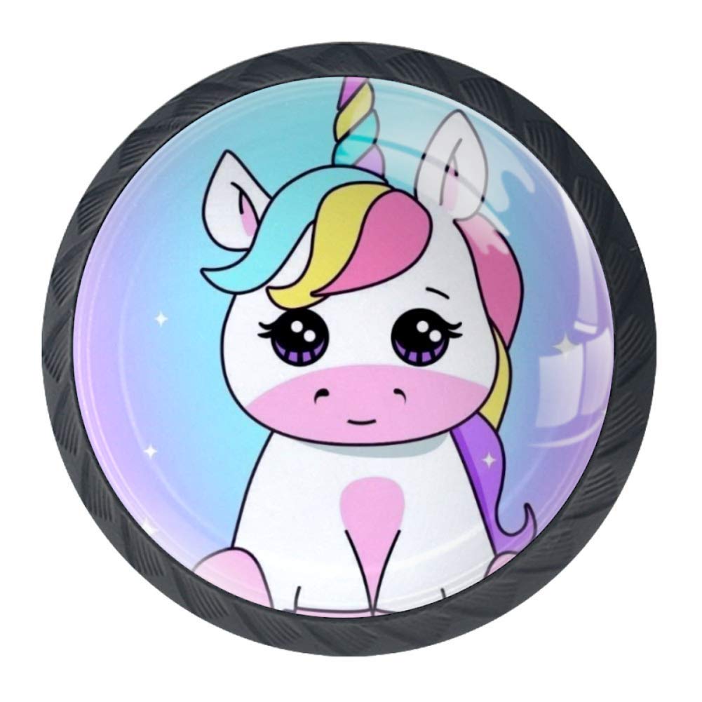 Cute Unicorn Cabinet Knobs - Glass Drawer Pull Handles for Wardrobe, Cupboard & Dresser - Perfect for Kids Room, Nursery & Fantasy-Themed Decor