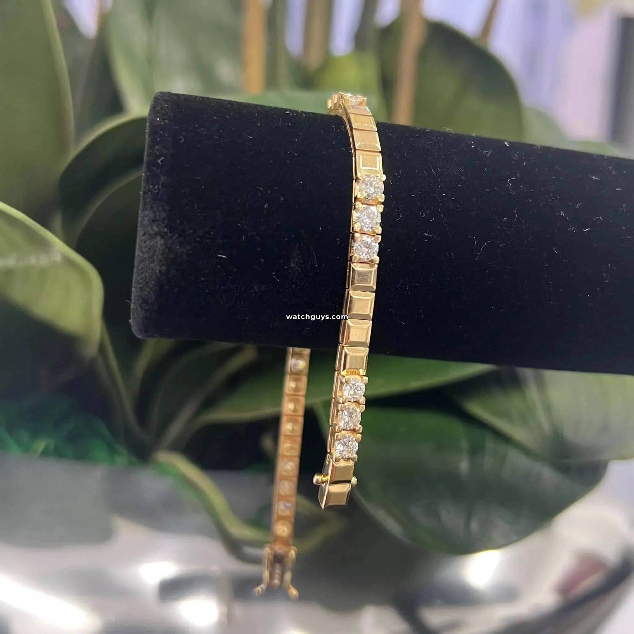 14K Yellow Gold Diamond Tennis Bracelet with Alternating Block Design - Perfect for Weddings, Anniversaries & Special Occasions