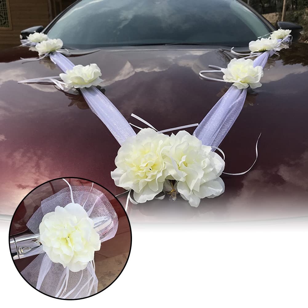 Zcargel Rattan Garland Wedding Car Decor Set - Creative Simulated Floral Float Design for Bridal Vehicle Decoration - Perfect for Wedding Ceremonies, Bridal Showers & Photo Shoots