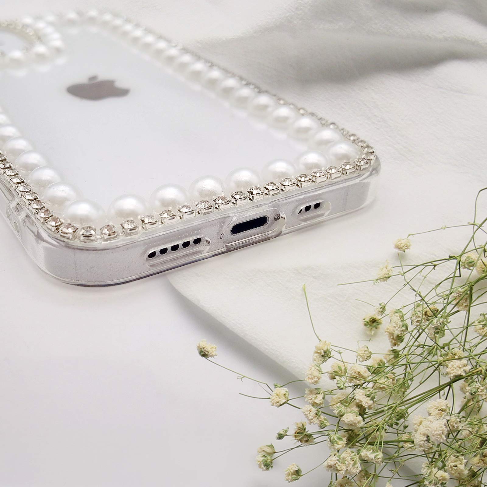 Luxury Rhinestone Bling Diamond Pearl Case for iPhone 12 Pro Max 6.7