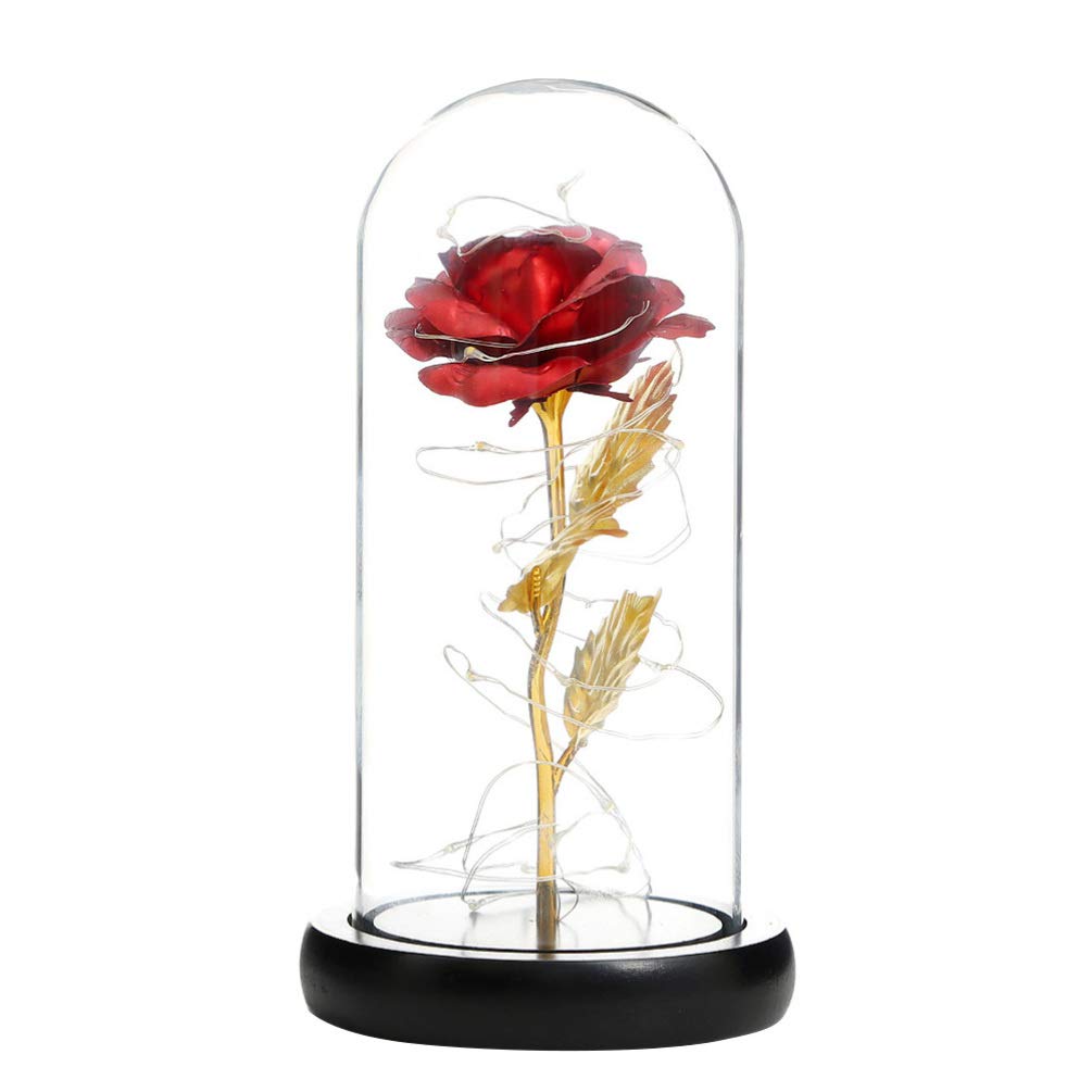 Uonlytech Rose Table Lamp - LED Flower Light for Home Decor, Bedroom, Office Desk, Romantic Party Lighting | Warm White Decorative Lamp for Valentine's Day, Wedding, Anniversary Gifts
