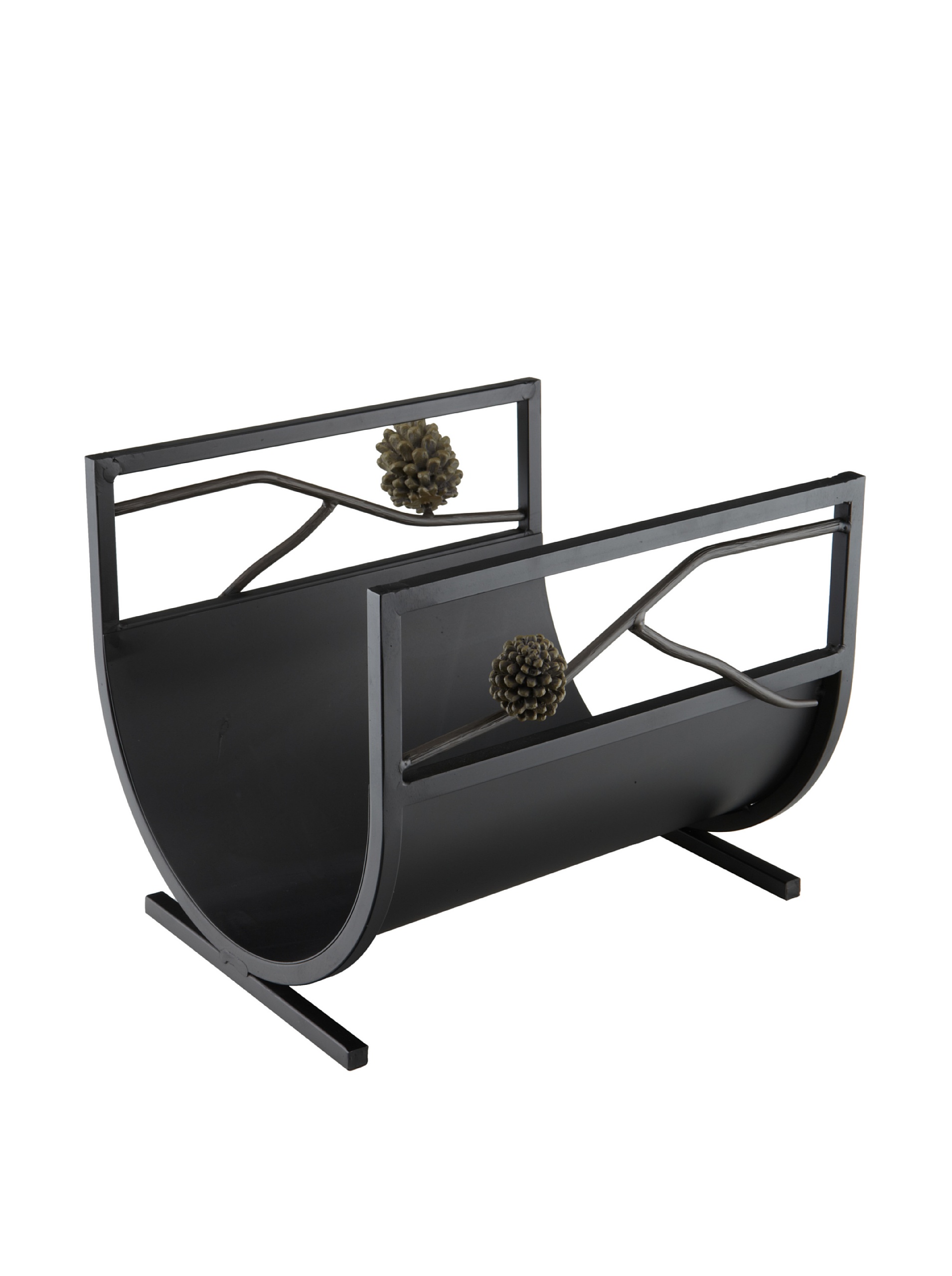 Pilgrim Home Pine Cone Wood Holder - Matte Black Fireplace Accessory for Rustic Home Decor | Perfect for Firewood Storage & Cozy Living Room Ambience