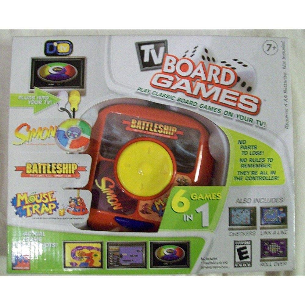 TV Board Games - 6-in-1 Classic Game Controller with Simon, Battleship, Mouse Trap, Checkers, Link-a-Like & Roll Over - Play on Your Television for Family Game Nights & Party Entertainment