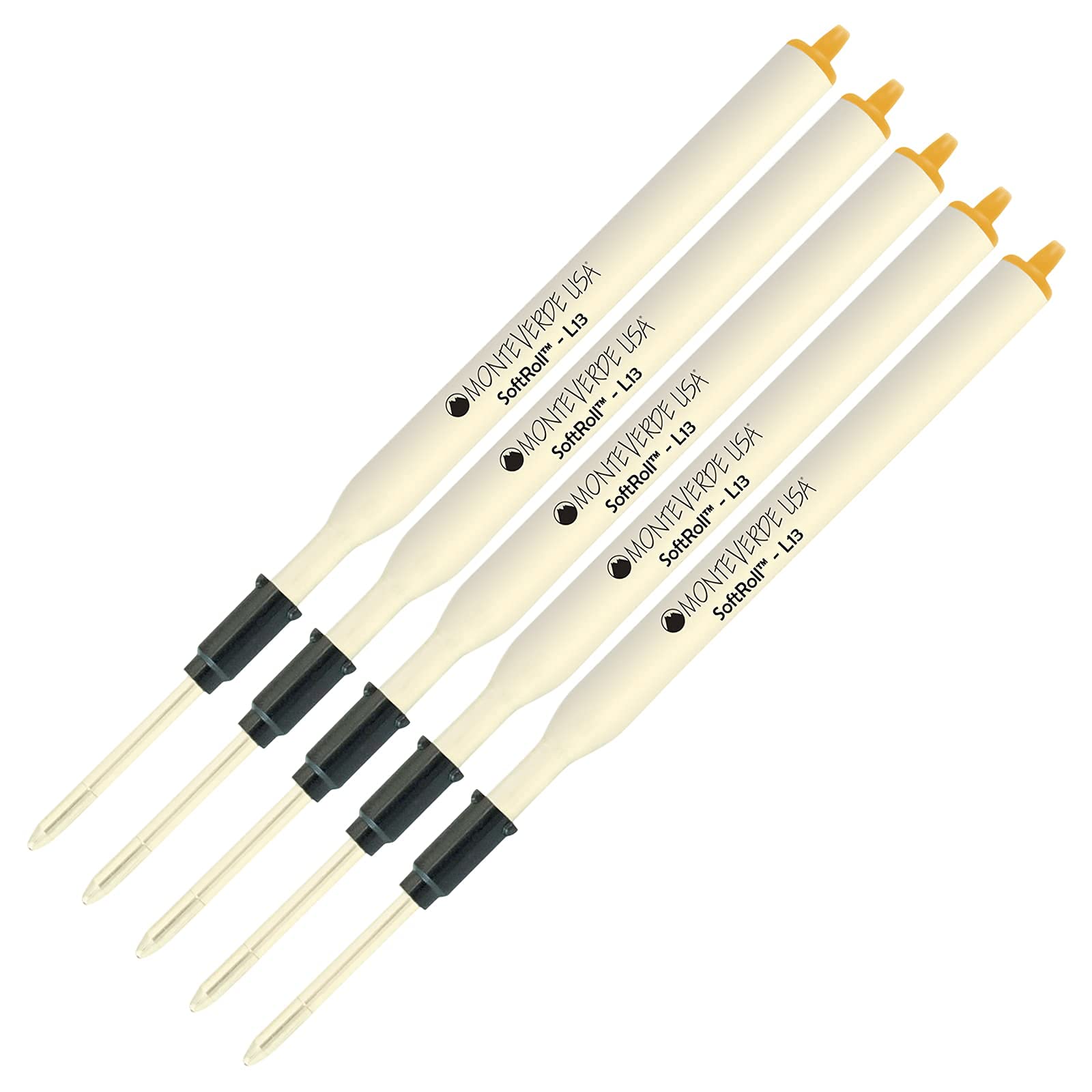 Monteverde Soft Roll Ballpoint L13 Ink Refill 5-Pack - Compatible with Lamy Style Pens - Medium Tip 0.7mm Orange - Perfect for Office, School & Everyday Writing