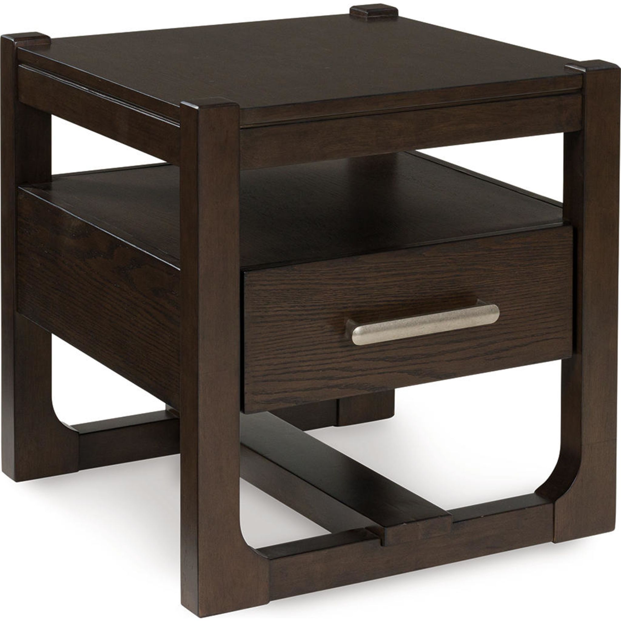 Breckington End Table - Dark Brown Wood Nightstand for Living Room, Bedroom & Office - Stylish Side Table with Storage Shelf