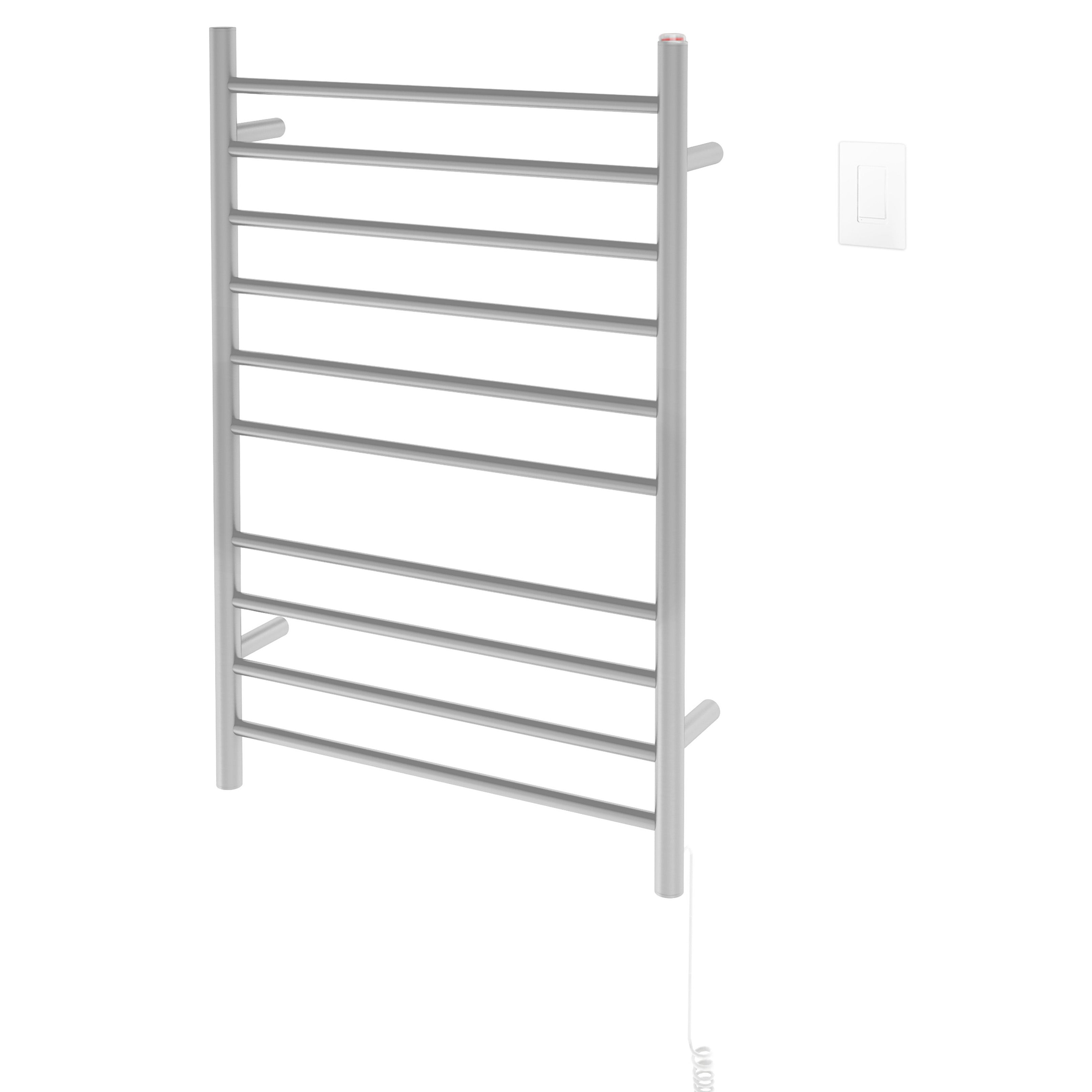 Ancona Novara 10 Bar Wall Mounted Towel Warmer - Brushed Nickel Finish with WiFi Timer - Bathroom Heated Towel Rack for Spa, Luxury Home & Hotel Use