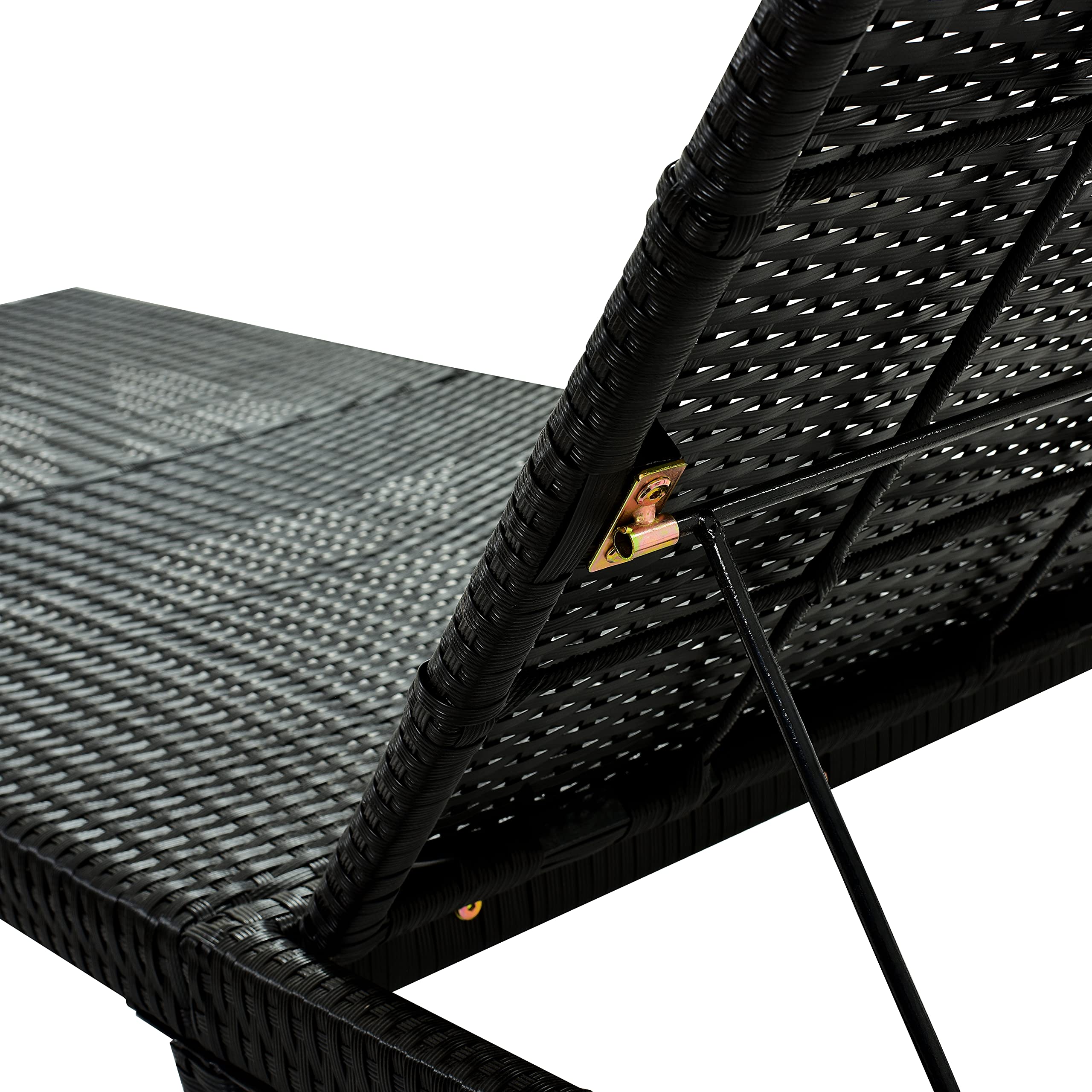 LZ LEISURE ZONE 2-Piece Adjustable PE Rattan Wicker Chaise Lounge Chair Set - Outdoor Patio Furniture for Poolside, Garden, Porch & Backyard - Beige & Black Sunbed for Relaxing, Sunbathing & Lounging