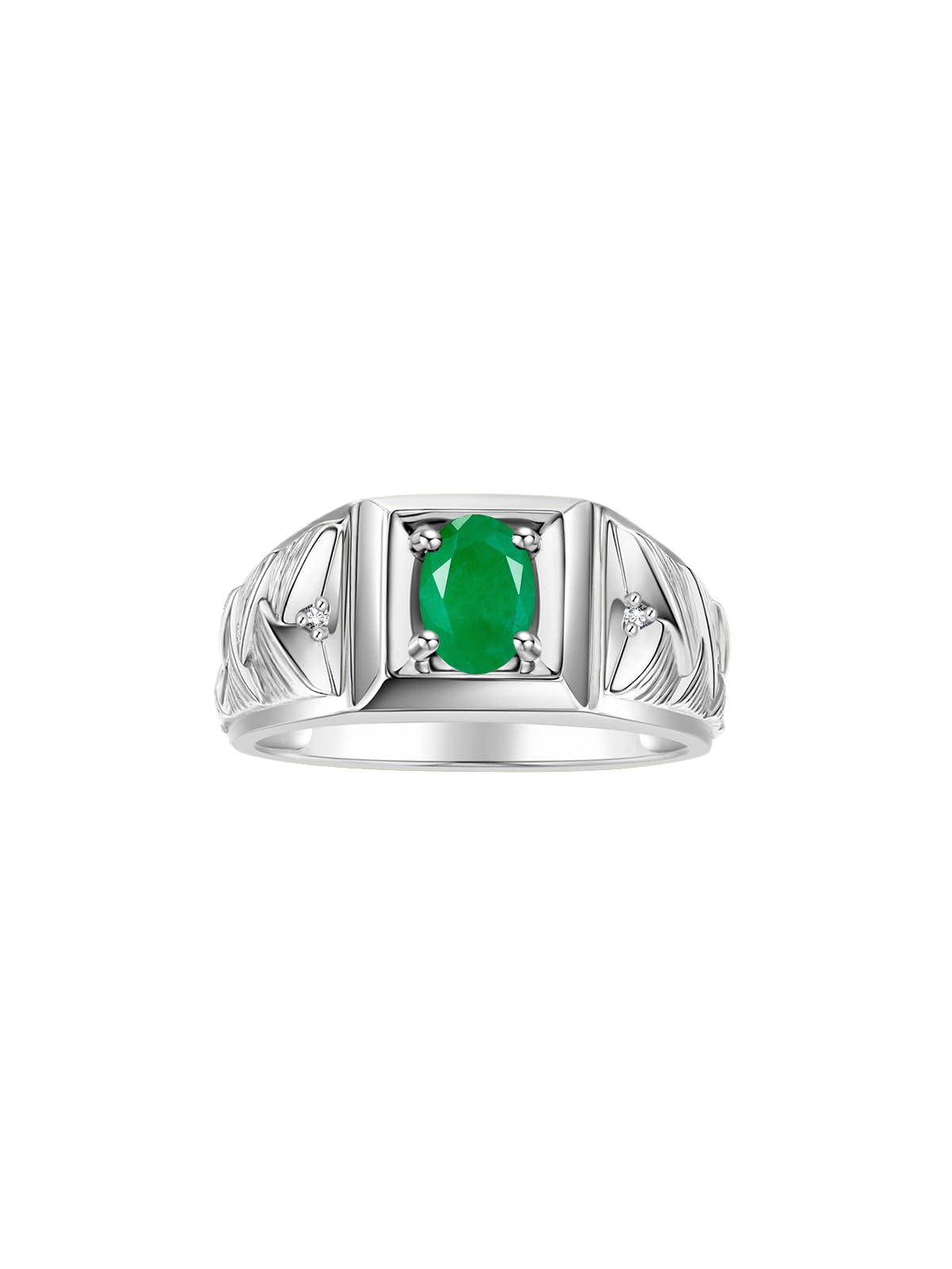 Stylish Rylos Men's Designer Weave Band Ring with 7X5MM Oval Gemstone & Diamond - Sterling Silver Birthstone Jewelry for Men (Sizes 8-13) | Perfect for Weddings, Anniversaries & Gifts
