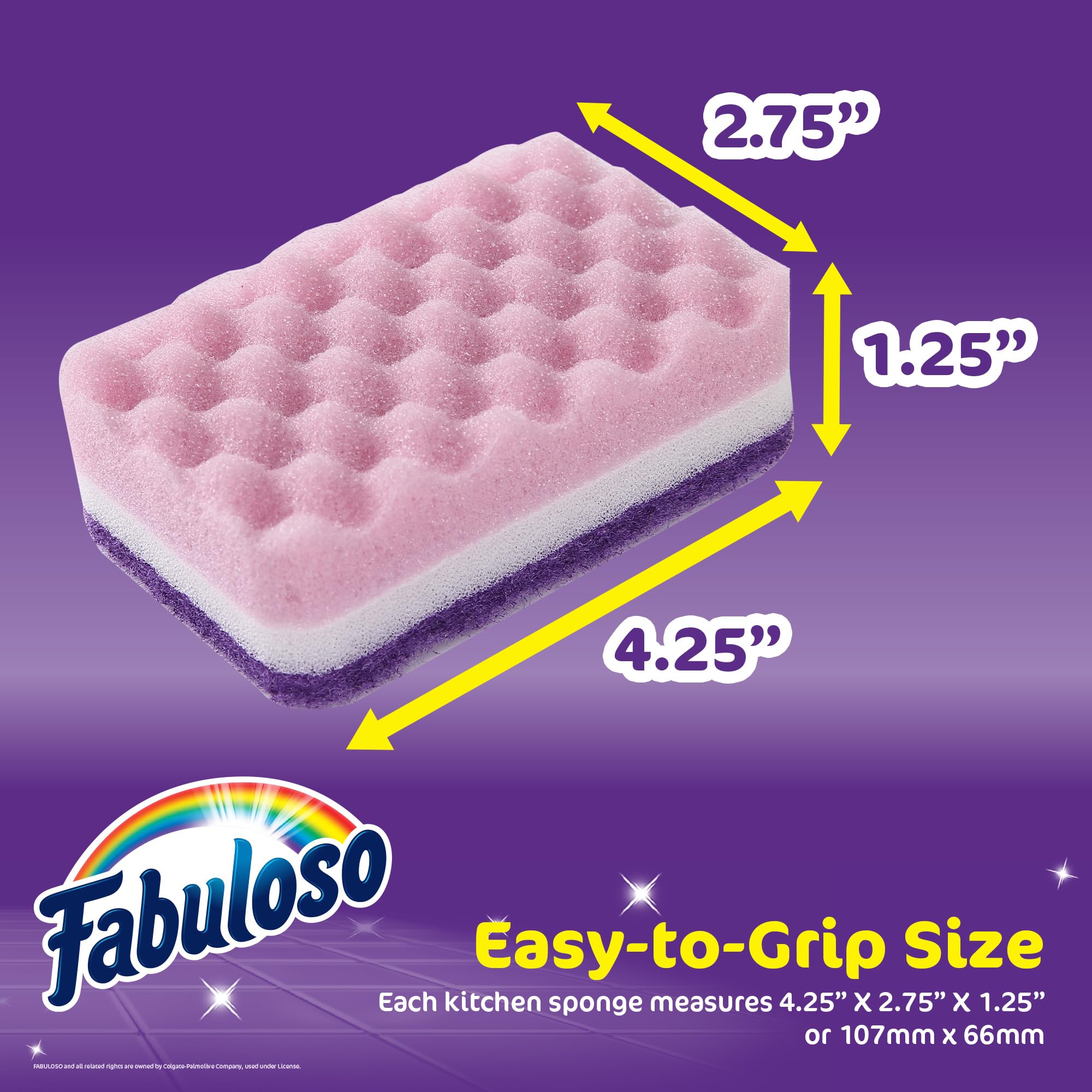 Fabuloso Purple Sponges 4-Pack | Non-Scratch Dish Sponges for Kitchen Cleaning | Safe for Dishes, Countertops & Delicate Surfaces | Perfect for Daily Dishwashing & Household Cleaning Tasks
