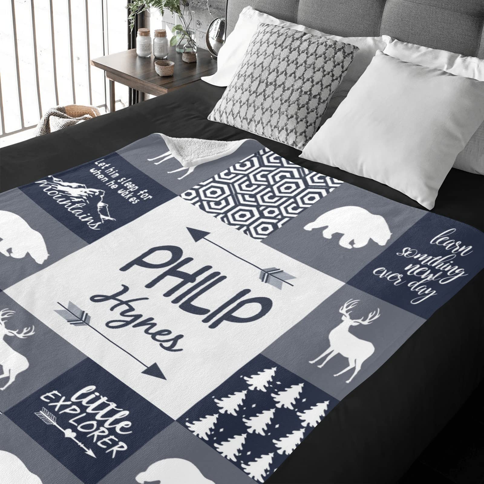 Personalized Woodland Animals Fleece Blanket with Name - Custom Baby Blanket Gift for Boys, Girls, Kids | Soft Minky Flannel Blanket for Nursery, Baby Shower, Birthday & Christmas Gifts