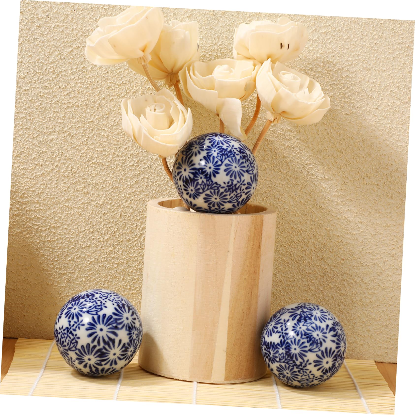 Artibetter 3-Piece Blue and White Porcelain Sphere Balls - 6x6cm Chinese Ceramic Orbs for Home Decor, Centerpieces, Vases, Bowls, Fish Tanks & Floating Displays - Elegant Tabletop Decor for Weddings, Parties & Zen Spaces