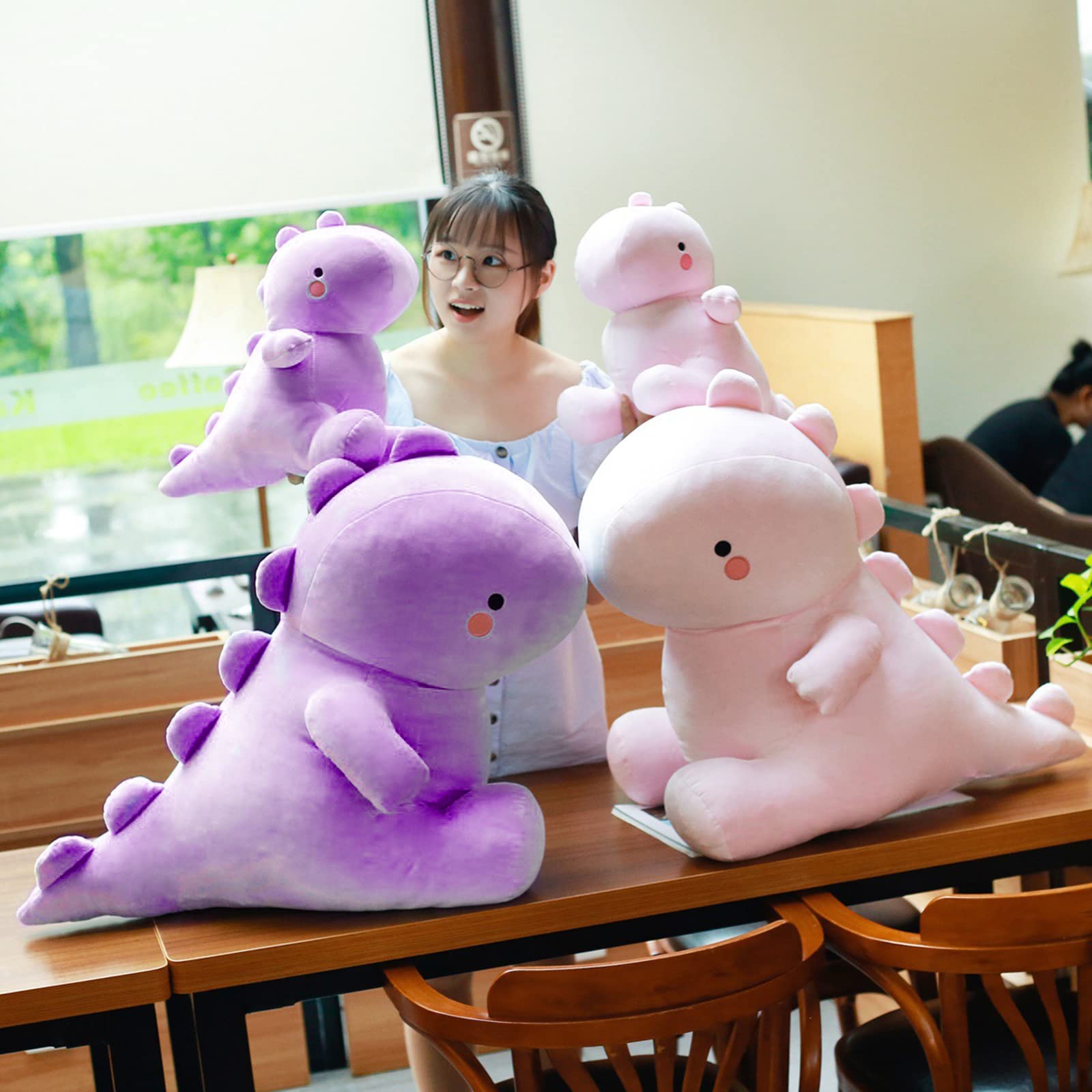 **Soft Purple Dinosaur Plush Toy - 20 Inch Cute Fat Dino Stuffed Animal for Kids, Perfect Birthday Gift for Boys & Girls - Great for Cuddling, Nursery Decor, and Playtime Fun**