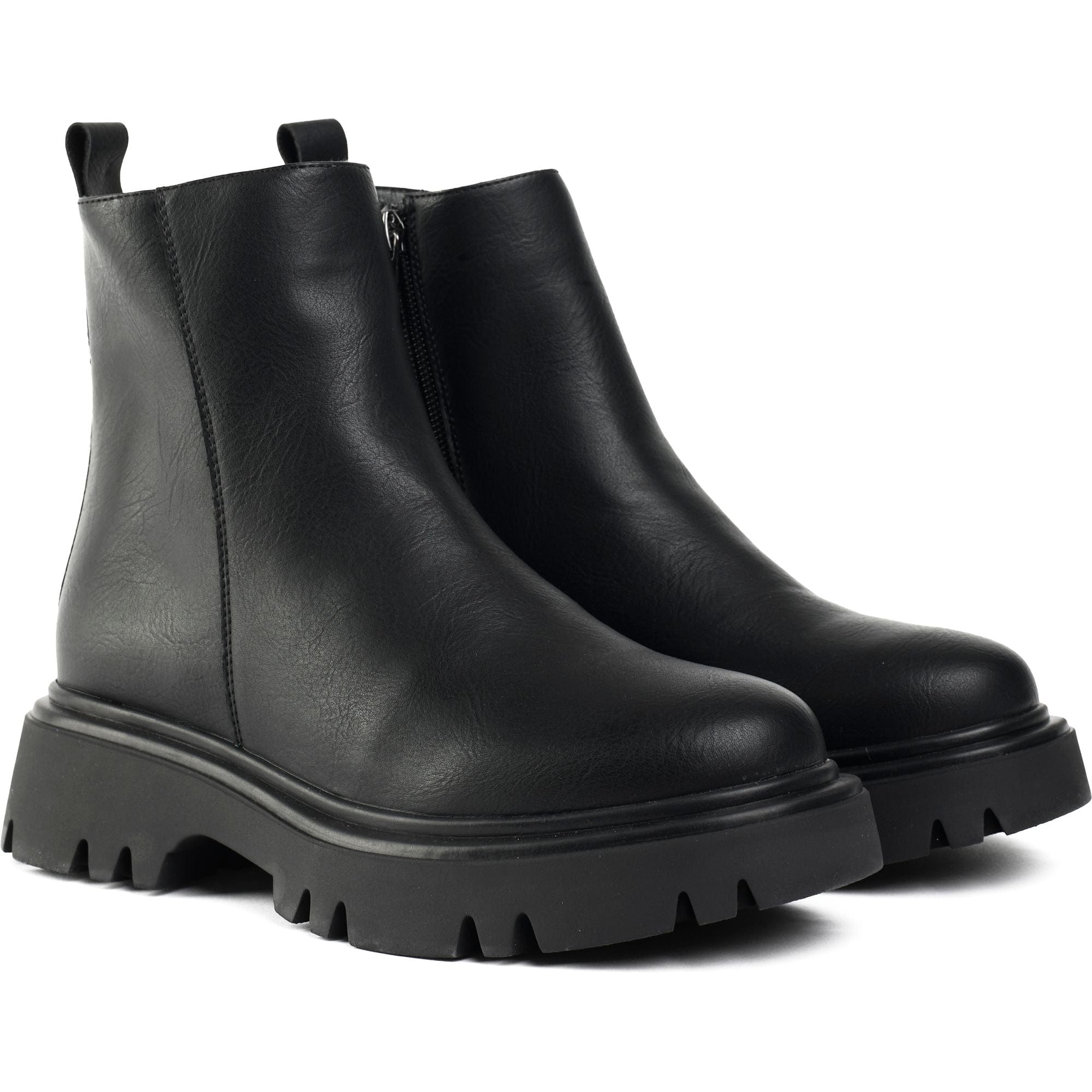 Cameo Women's Vegan Leather Ankle Boots - Black | Comfortable & Stylish Booties for Fall & Winter | Perfect for Office, Casual Outings & Date Nights