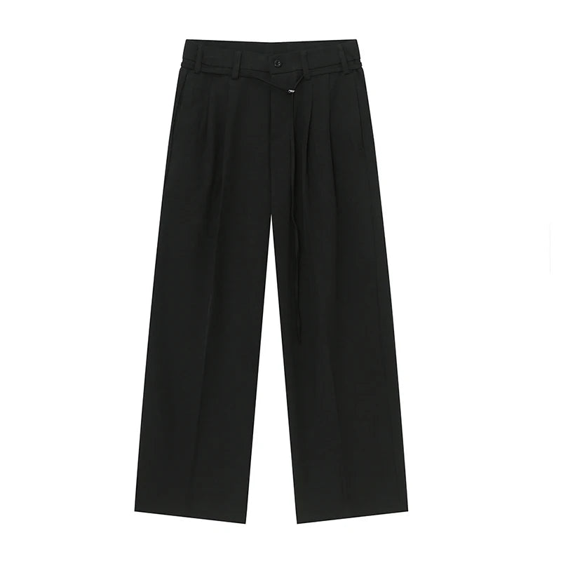 Stylish Men's Autumn Casual Suit Pants - Loose Fit Straight Wide Leg Trousers with Pockets | Korean Fashion | Office Wear & Smart Casual Outfits (Model 9C6951)
