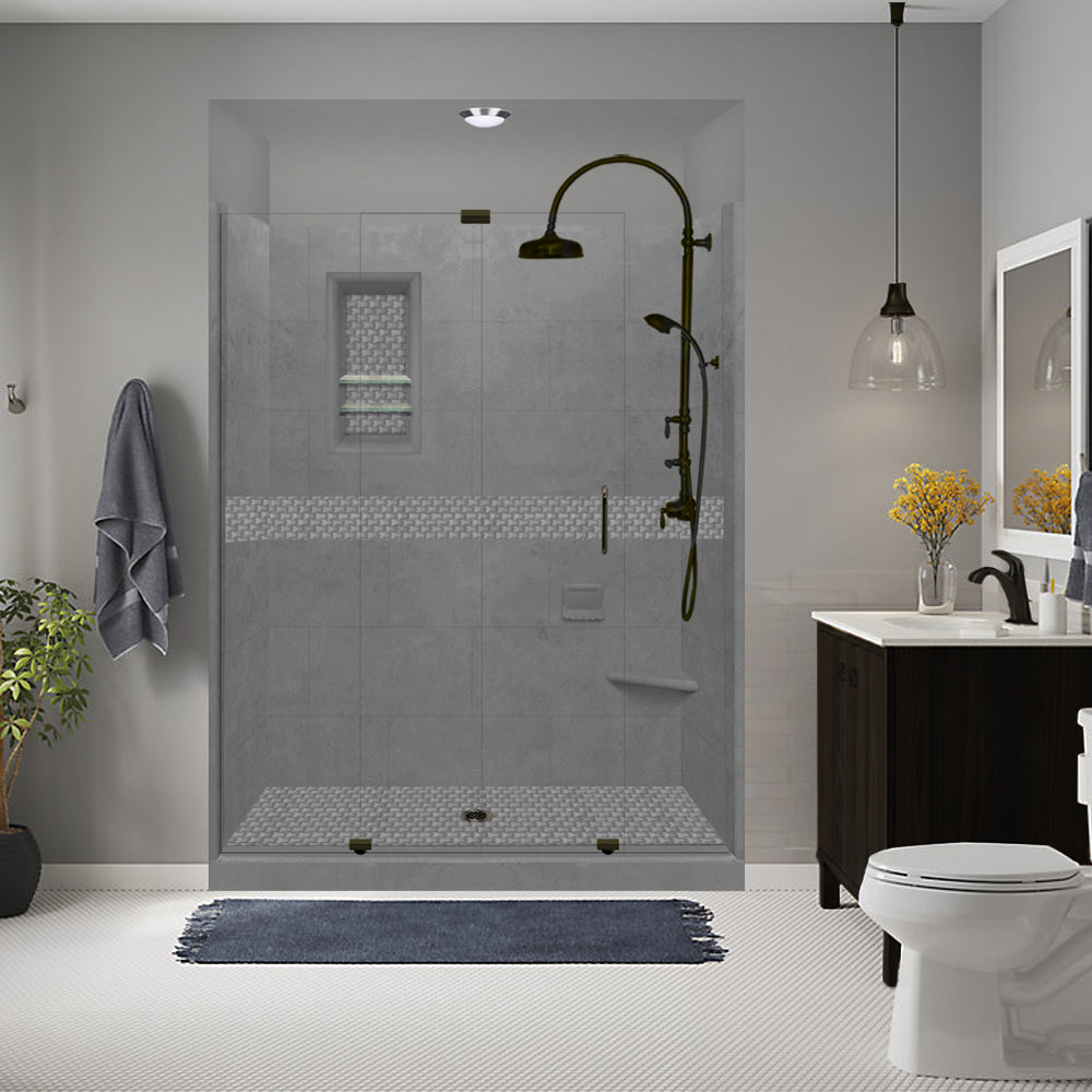 60 Alcove Wet Cement Sistine Stone & Jewel Stone Accent Tile - DIY Shower Remodel Kit for Bathroom Renovation - Perfect for Shower Walls, Backsplashes, and Bathroom Upgrades