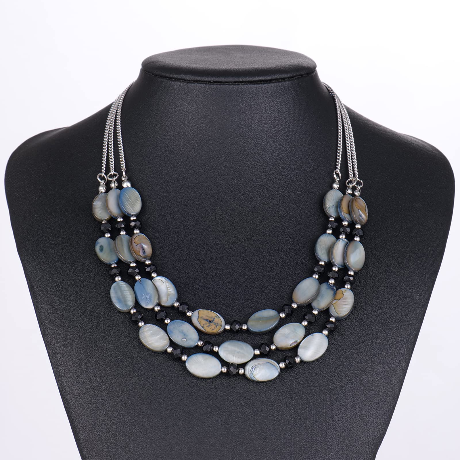 FULU AUTUMN Chunky Layered Beaded Necklace for Women - Multi Strand Statement Jewelry, Fashion Birthday Gift for Mom - Perfect for Parties, Weddings & Casual Wear