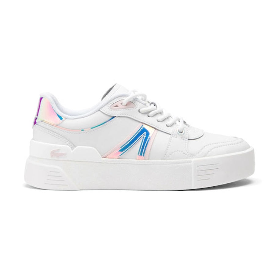 Lacoste Women's L002 EVO 124 White Iridescent Sneakers - Stylish Casual Shoes for Women | Perfect for Everyday Wear, Work & Outings