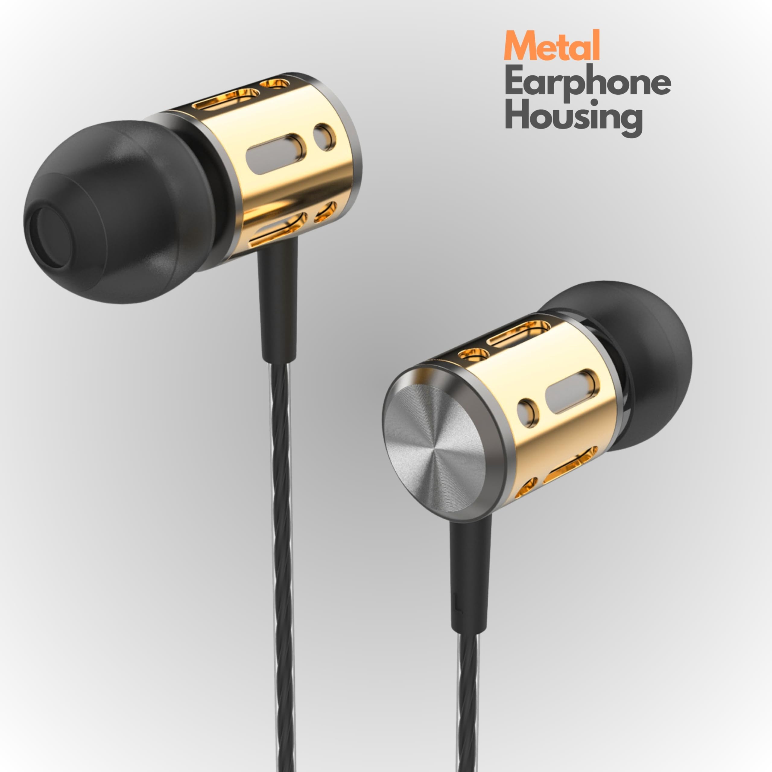 Betron AX1 Noise Isolating In-Ear Headphones with Mic - Wired Earbuds with Deep Bass & HD Sound, Tangle-Free Cable - Compatible with iPhone, Android, Laptop, Tablet - Perfect for Commuting, Gaming & Work Calls
