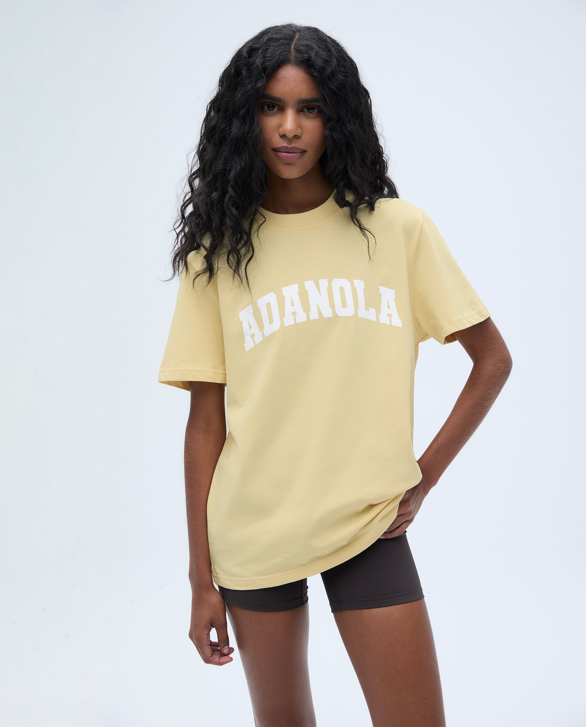 Oversized Varsity Short Sleeve T-Shirt for Women - Butter Yellow & Marshmallow White - Casual Streetwear, Loungewear, and Everyday Comfort