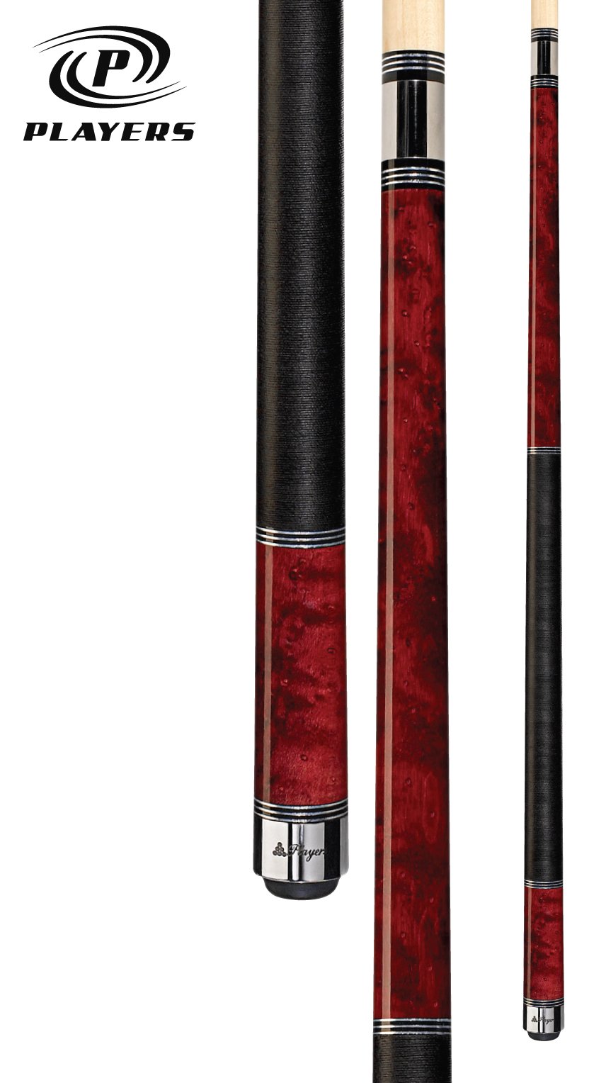 Professional Players Classic Pool Cue - Birds-Eye Maple Wood with Triple Silver Rings - Perfect for Billiards, Tournaments & Home Game Rooms