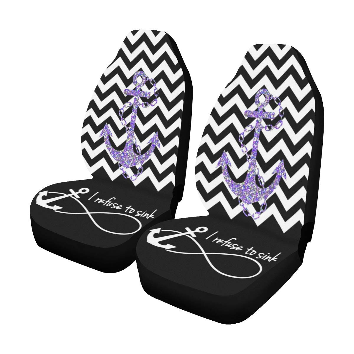 InterestPrint Chevron Anchor Quote Car Seat Covers Set of 2 - Universal Fit Seat Protectors for Sedan, SUV & Auto Vehicles | Waterproof & Comfortable for Daily Commute & Road Trips