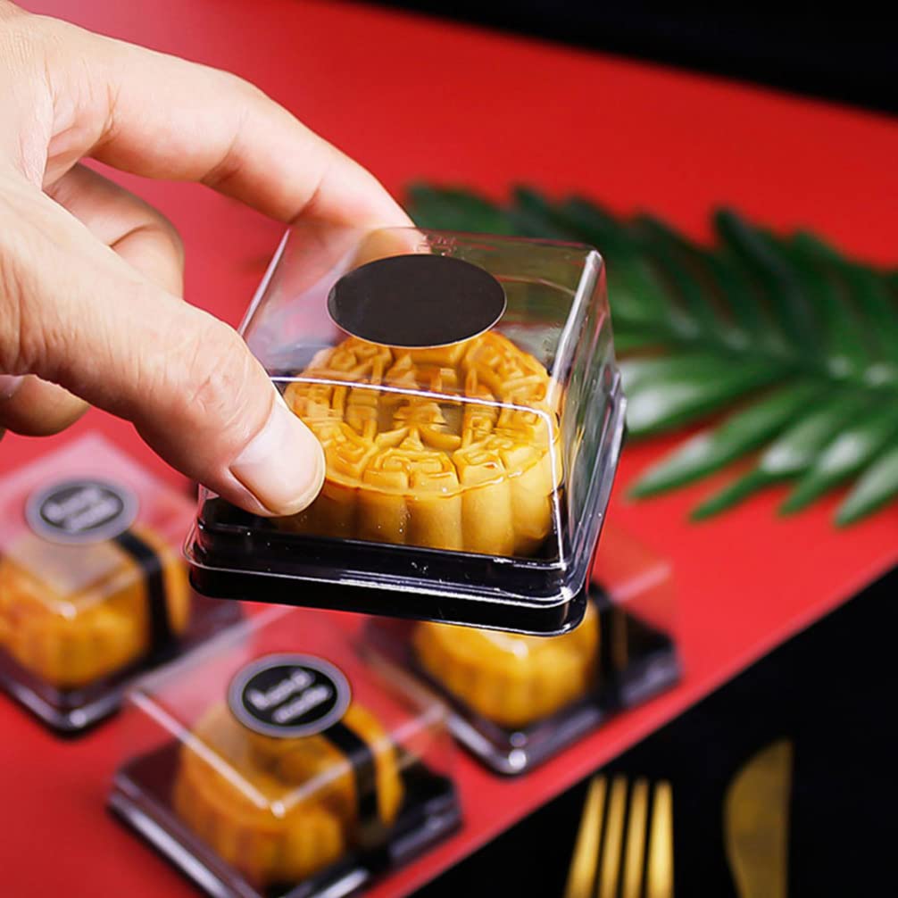 50-Pack Clear Square Cake Boxes with Lids - Premium Mooncake, Egg Yolk Puff & Muffin Storage Containers - Perfect for Home Baking, Party Desserts & Gift Packaging