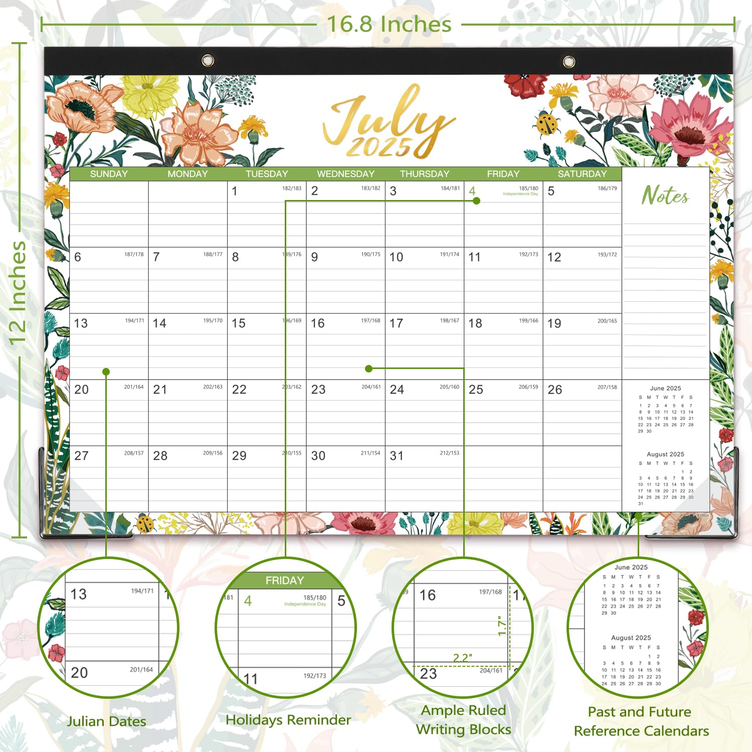 2025-2026 18-Month Desk Calendar | July 2025 - December 2026 | Large 17