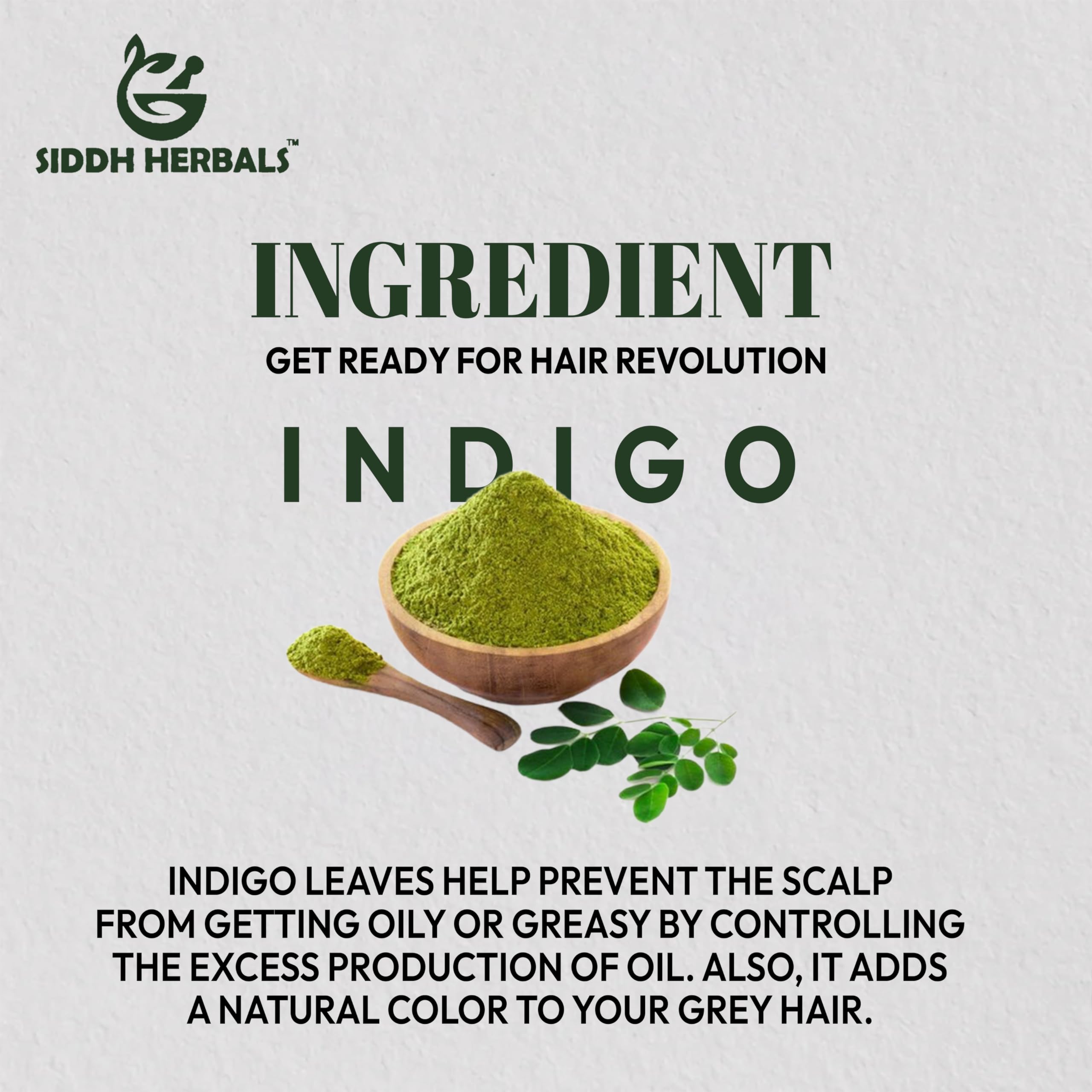 Organic Indigo Powder for Hair - 100% Natural Chemical-Free Hair Dye (100g) | Rich Color & Shine | Siddh Herbals | Perfect for Gray Coverage, DIY Hair Coloring & Ayurvedic Hair Care at Home