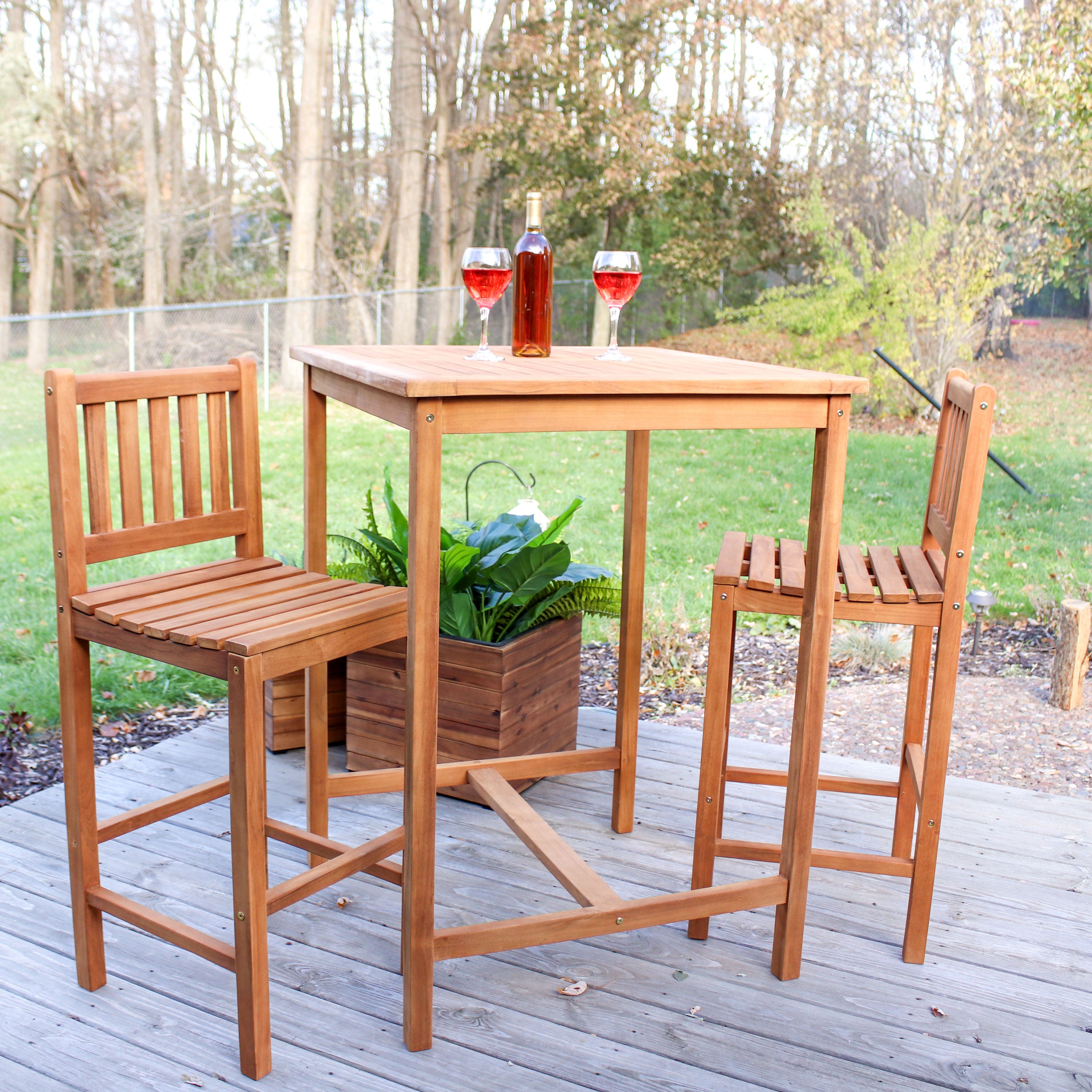 Premium Teak Wood Outdoor Bar Height Chair 43