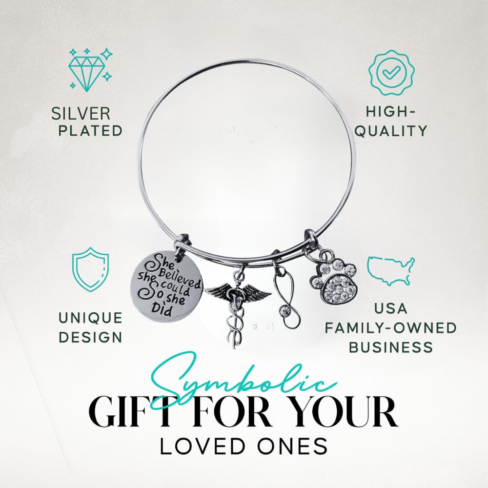 Infinity Collection - Veterinarian Gifts for Women - Sterling Silver Vet Tech Bracelet - Thoughtful Veterinary Appreciation Jewelry - Perfect for Vet Tech Week, Graduation & Thank You Gifts