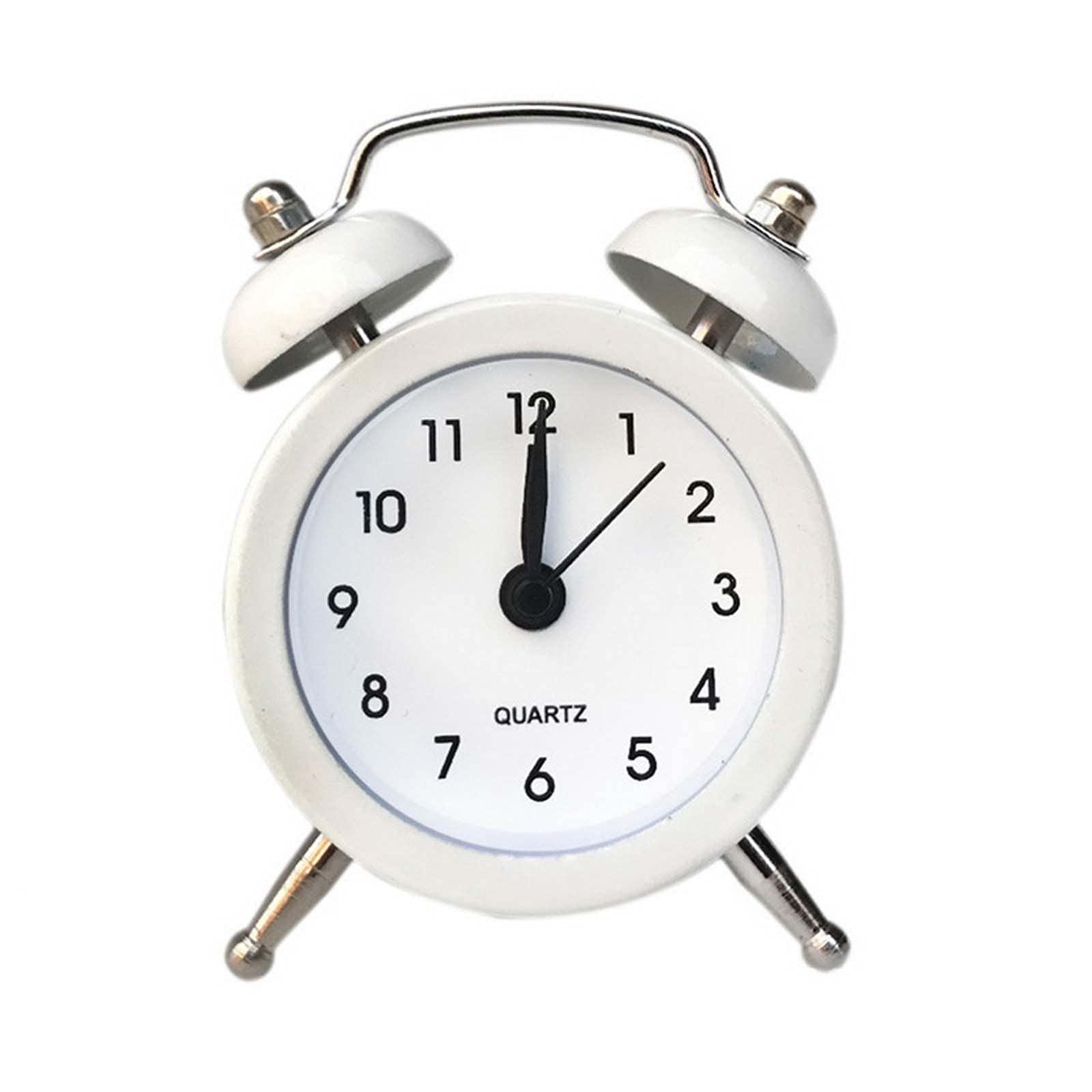 Vintage Retro Mechanical Double Bell Alarm Clock - Silent Analog Desk Clock with Night Light for Home, Office & Bedroom - White (Perfect for Nightstands, Desks & Gift Giving)