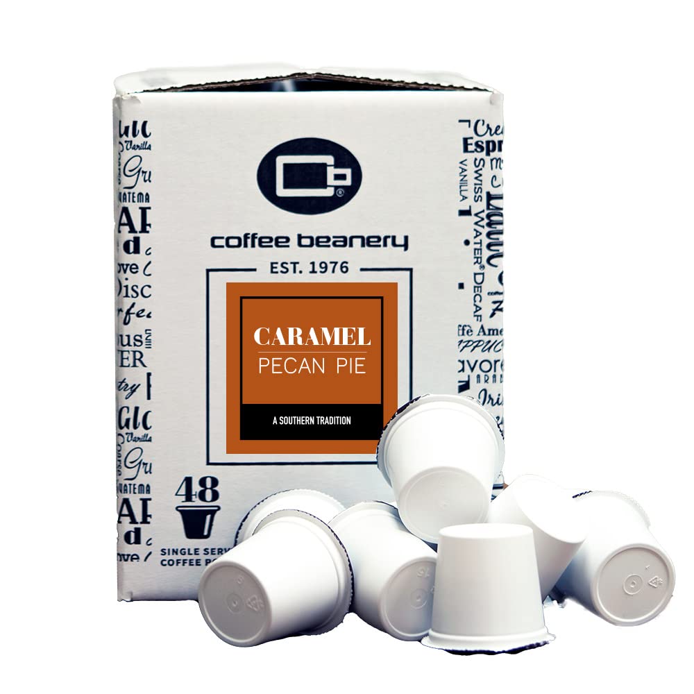 Caramel Pecan Pie Flavored Coffee Pods 48ct - Medium Roast Arabica Coffee by Coffee Beanery | Perfect for Office, Home Brewing & Holiday Gifts