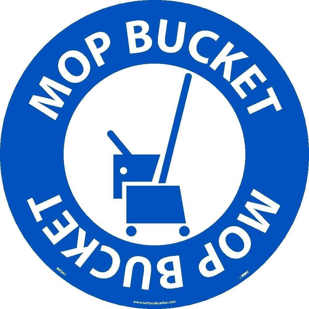 NMC WFS61 Mop Bucket Walk-On Sign - Durable Floor Safety Wet Floor Caution Sign for Commercial & Industrial Use