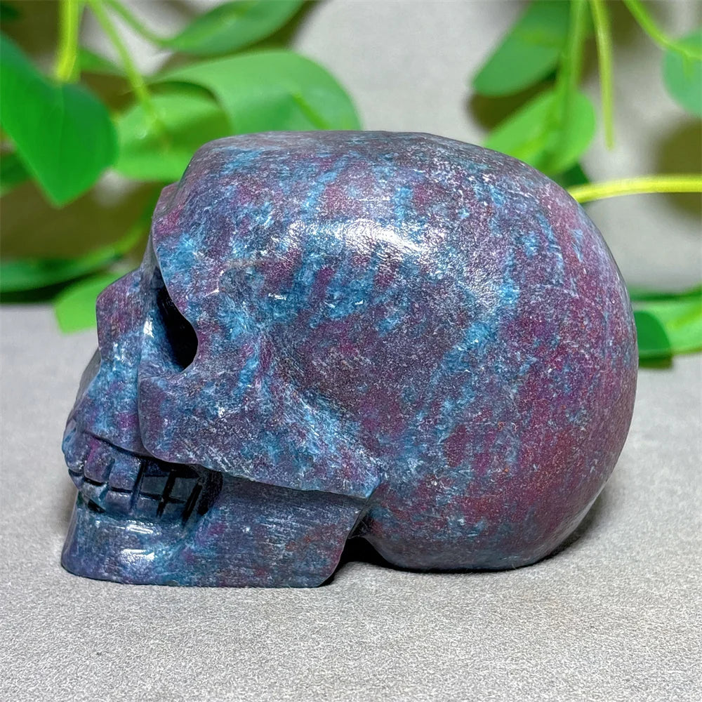 Natural Ruby & Emerald Skull Crystal - Hand Carved Quartz Stone for Energy Healing, Reiki & Home Decor | Halloween, Meditation & Spiritual Gifts