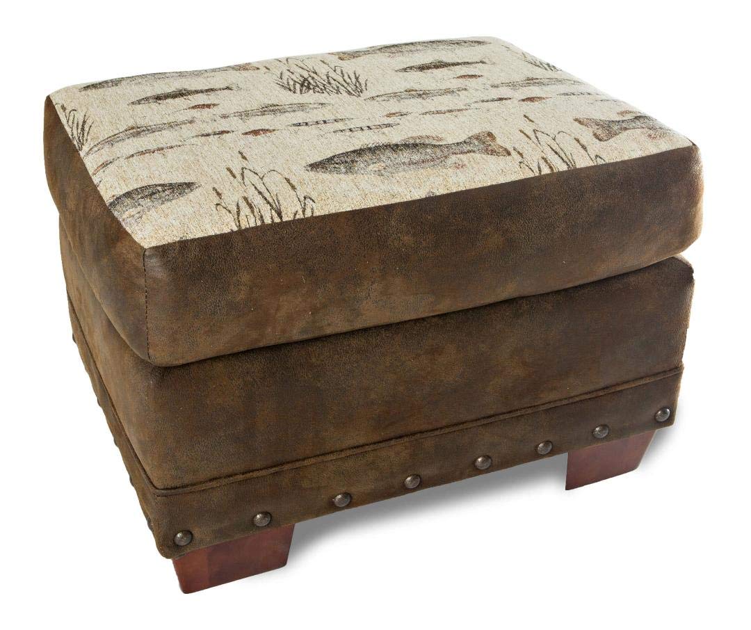 American Furniture Classics Angler's Cove Brown Ottoman - Perfect for Living Room, Bedroom & Home Decor