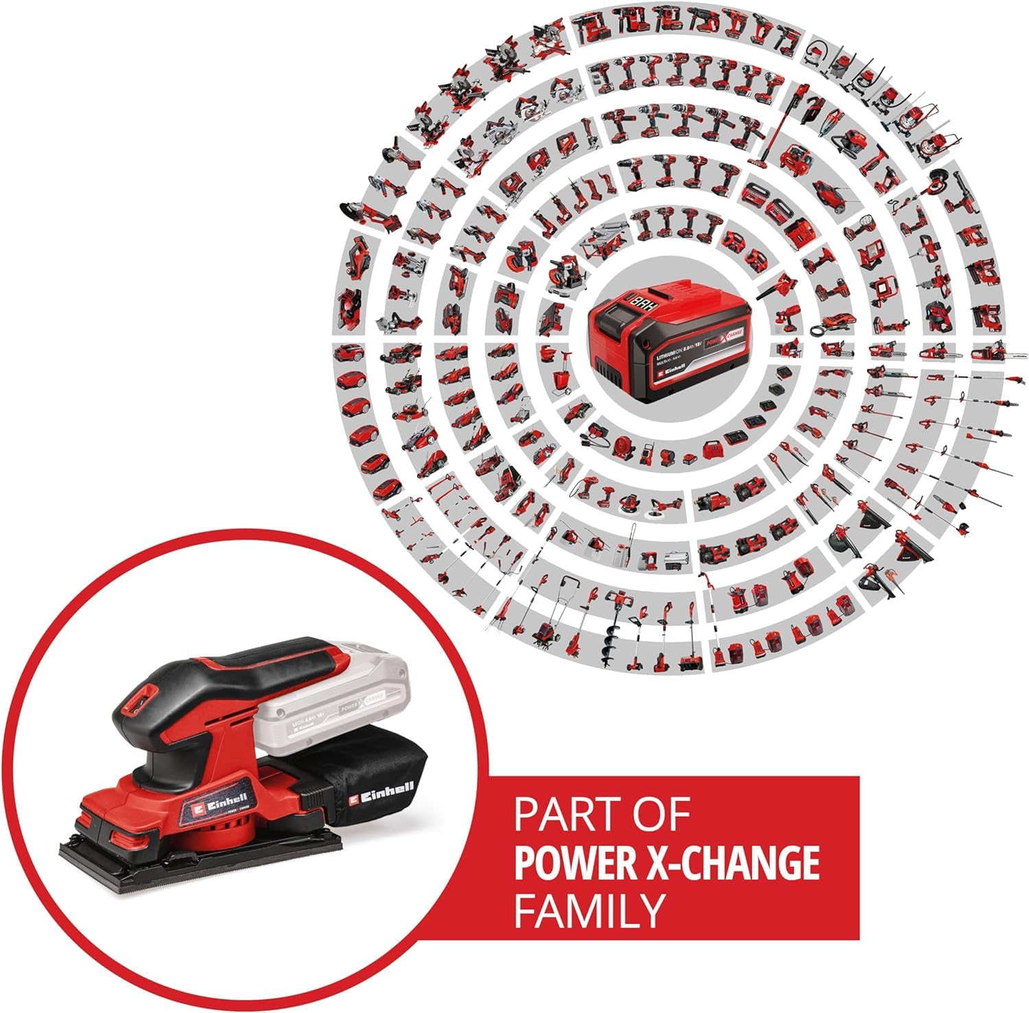 Einhell TC-OS 18/187 Li Solo Power X-Change Cordless Oscillating Multi-Tool - 18V Lithium-Ion, Micro-Hook & Loop, Softgrip Handle, Includes Sanding Paper (Battery & Charger Not Included), Red - Perfect for Woodworking, Metal Polishing & DIY Home Renovation Projects