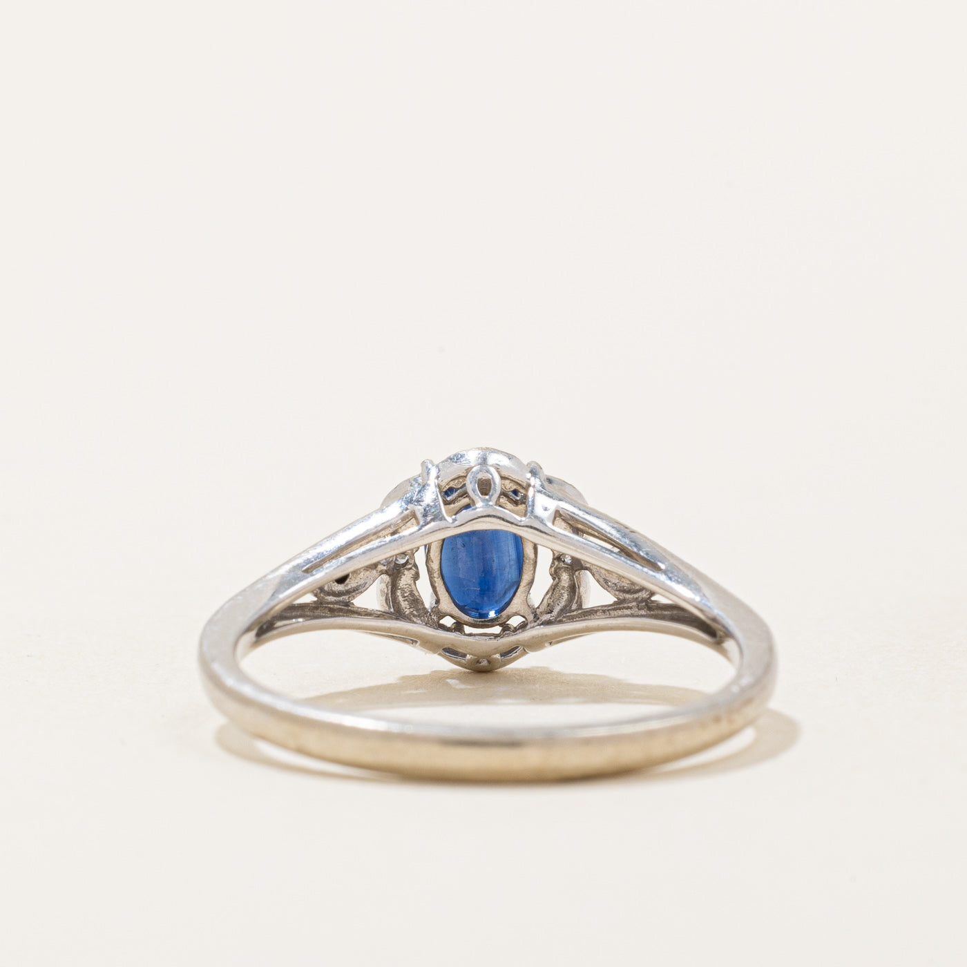 Blue & Clear Sapphire Ring | 0.42ct Natural Sapphire with 0.01ctw Diamond Accents | Size 6.75 | Elegant Wedding, Engagement & Anniversary Jewelry Gift for Women
