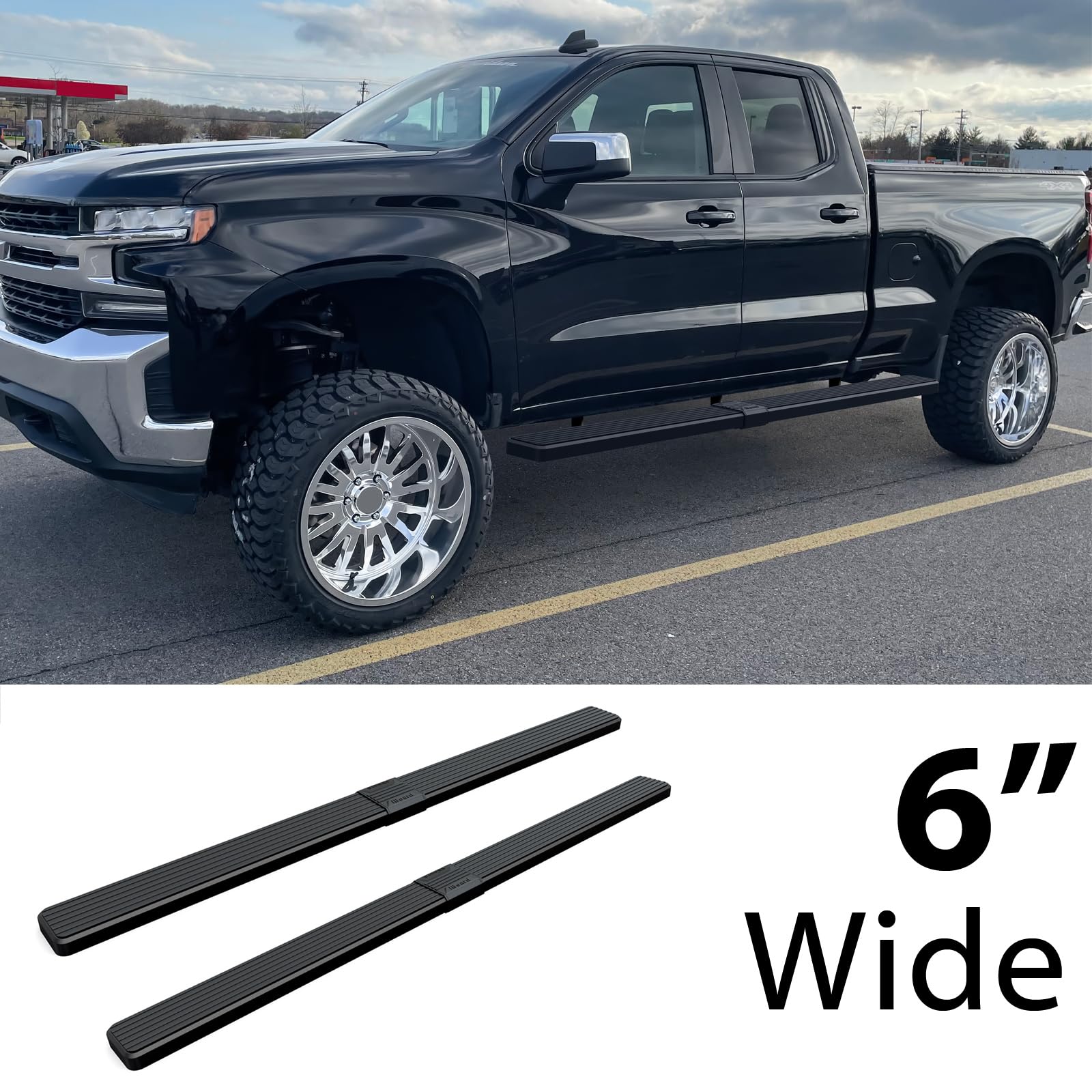 Premium HD Steel Wheel-to-Wheel Running Boards for 2019-2025 Chevy Silverado/GMC Sierra 1500 Extended Cab 6.5ft Bed & 2020-2025 2500/3500 Models (Excludes 2019 1500 LD) - Durable Side Steps for Off-Roading, Truck Access & Enhanced Style