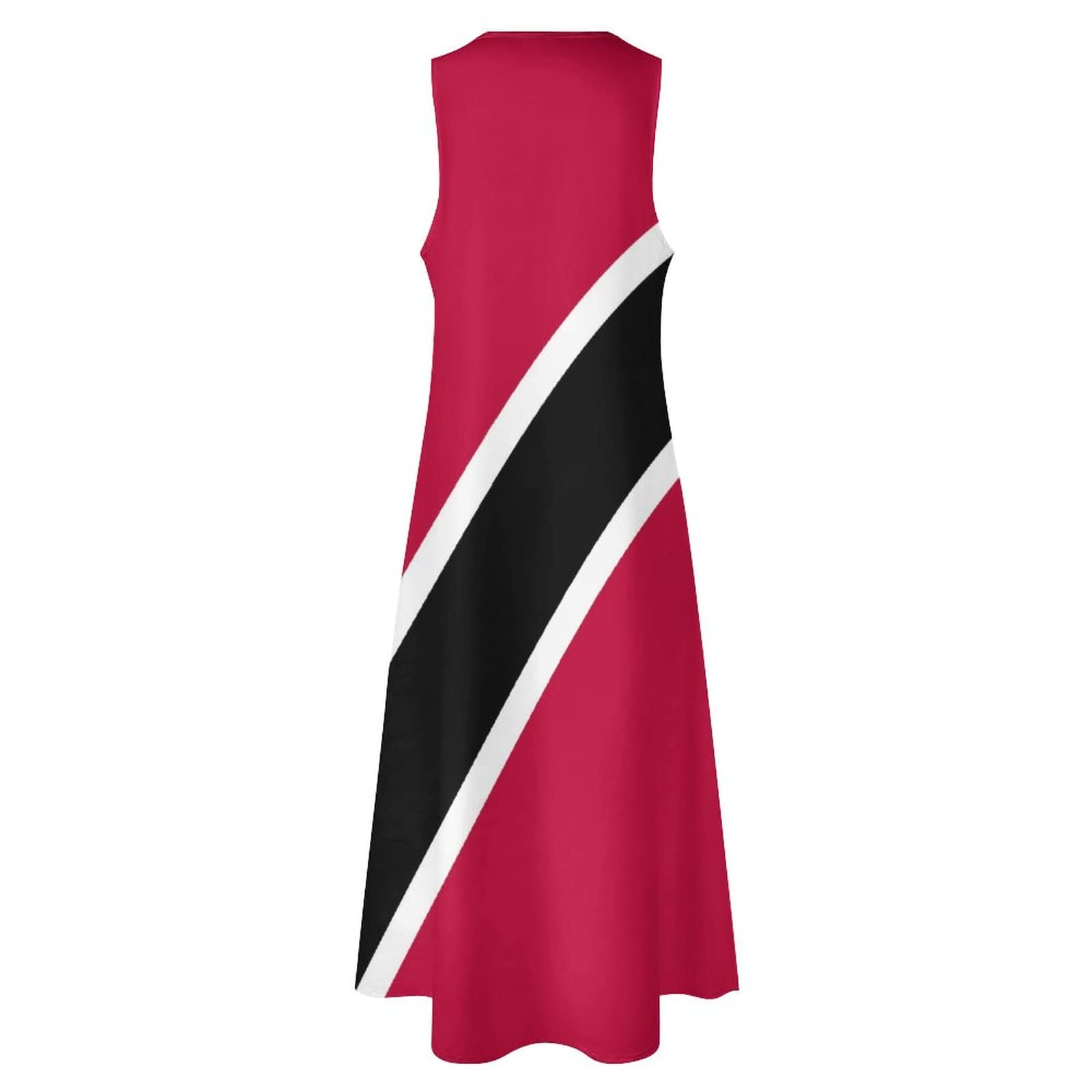 Women's Long Summer Dress with Trinidad and Tobago Flag Print - Casual V-Neck Shift Dress for Beach, Vacation & Patriotic Events