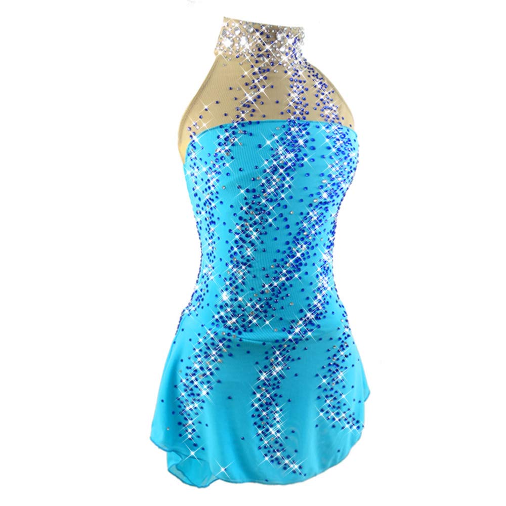 Women's Sleeveless Ice Skating Dress with Diamond Print - Competition & Performance Figure Skating Outfit for Girls & Ladies - Perfect for Ice Shows, Competitions and Practice Sessions