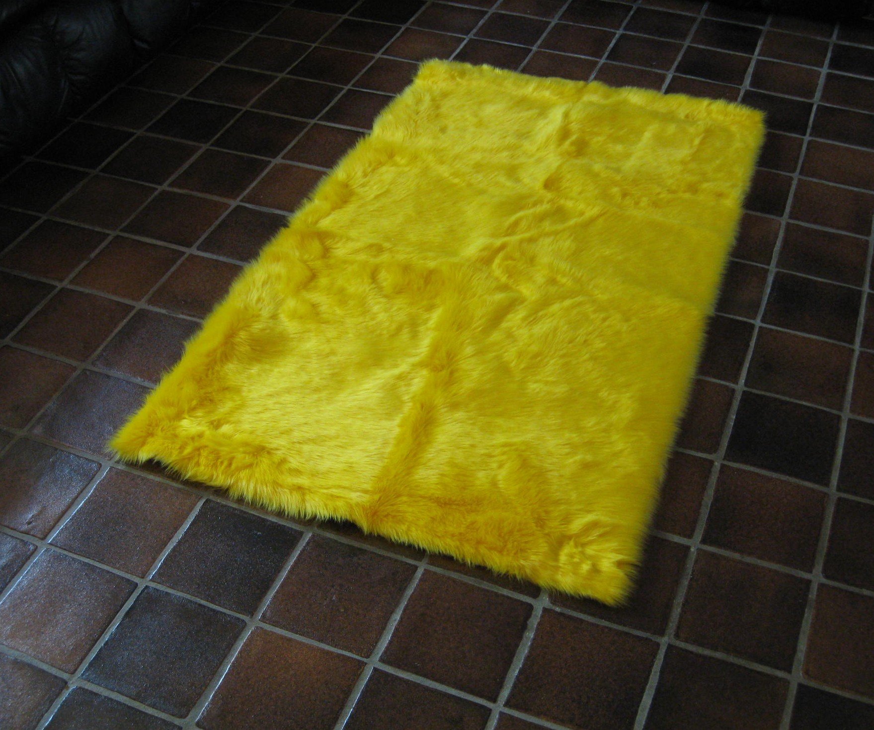 Flokati Faux Fur Area Rug 5x7 Feet - Soft Shaggy Plush Yellow Rug for Living Room, Bedroom & Nursery - Cozy Home Decor & Kids Play Mat