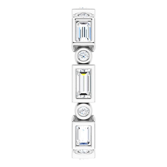1.24 Carat Straight Baguette & Round Diamond Eternity Band - Elegant Wedding Ring for Women, Perfect for Anniversaries & Special Occasions