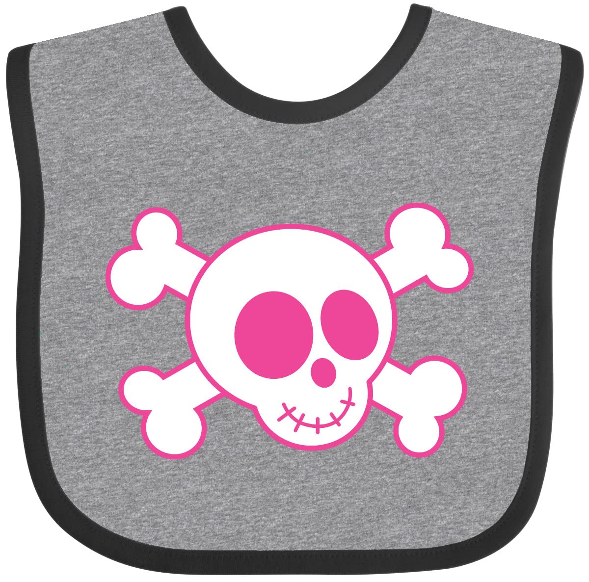Inktastic Pink Skull Baby Bib - Soft Cotton Drool Bib for Infants & Toddlers - Perfect for Feeding, Teething, and Messy Playtime