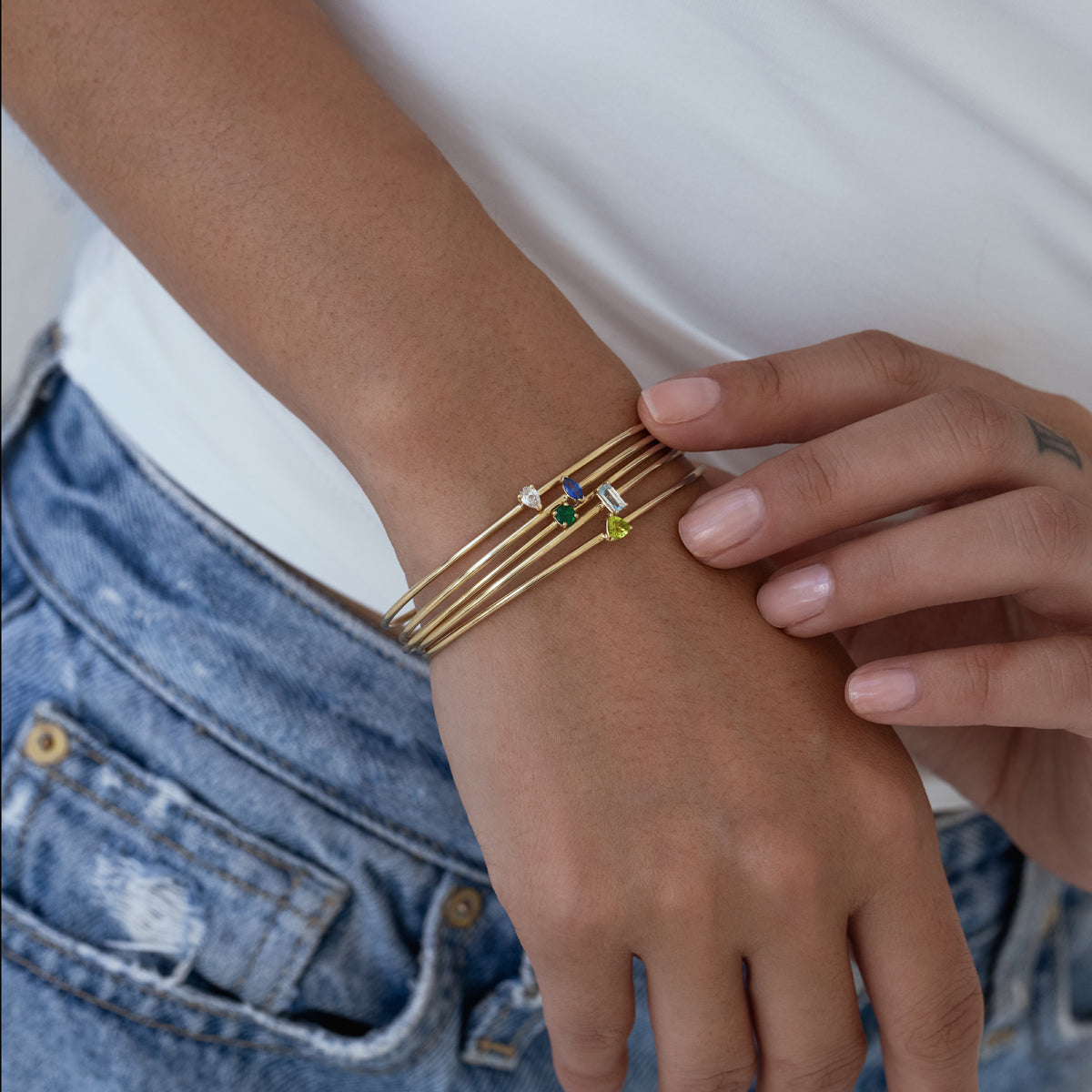 Birthstone Cuff Bracelet for Women - Personalized Sterling Silver Zodiac Charm Bracelet - Perfect for Birthday, Anniversary & Mother's Day Gifts